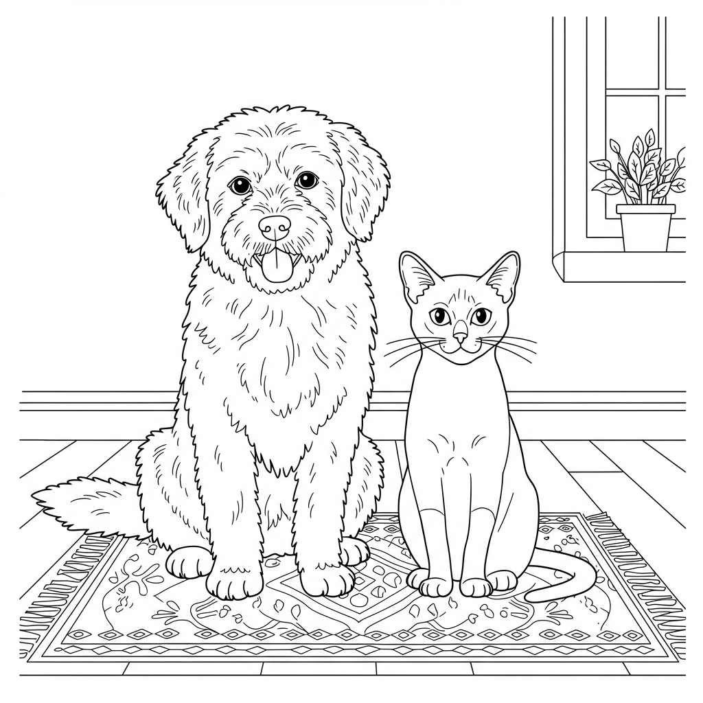 cat and dog coloring pages