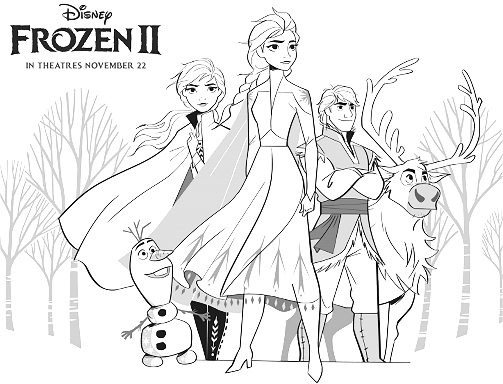 Frozen 2 Elsa Anna Olaf Sven Kristoff Frozen 2 Coloring Pages