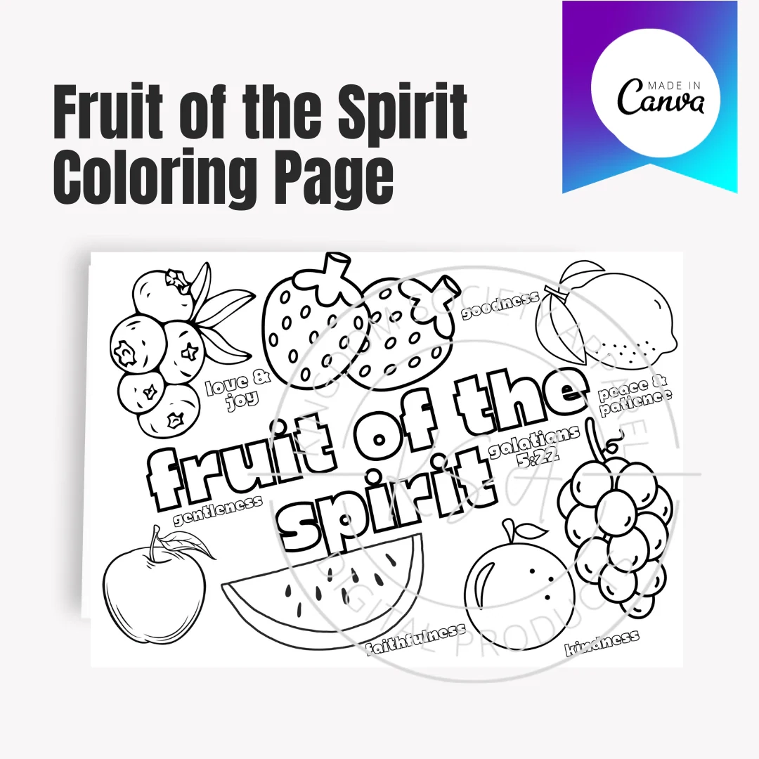 Fruit Of The Spirit Coloring Sheet Kingdom Society Apparel