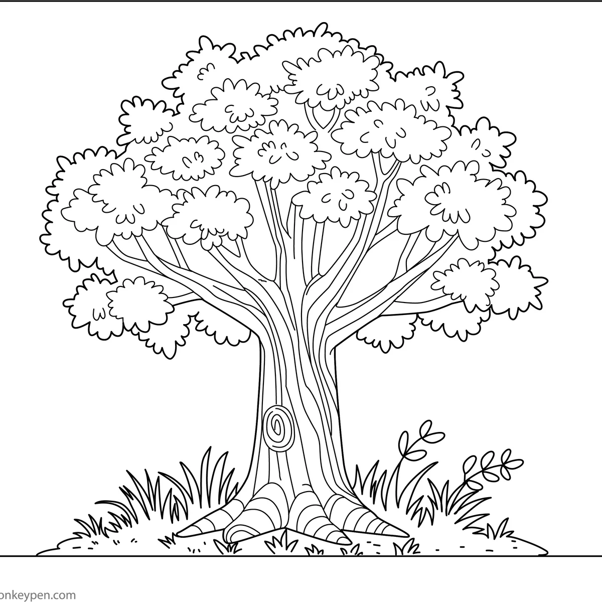 Fun Oak Tree Coloring Page Free Printable PDF For Kids
