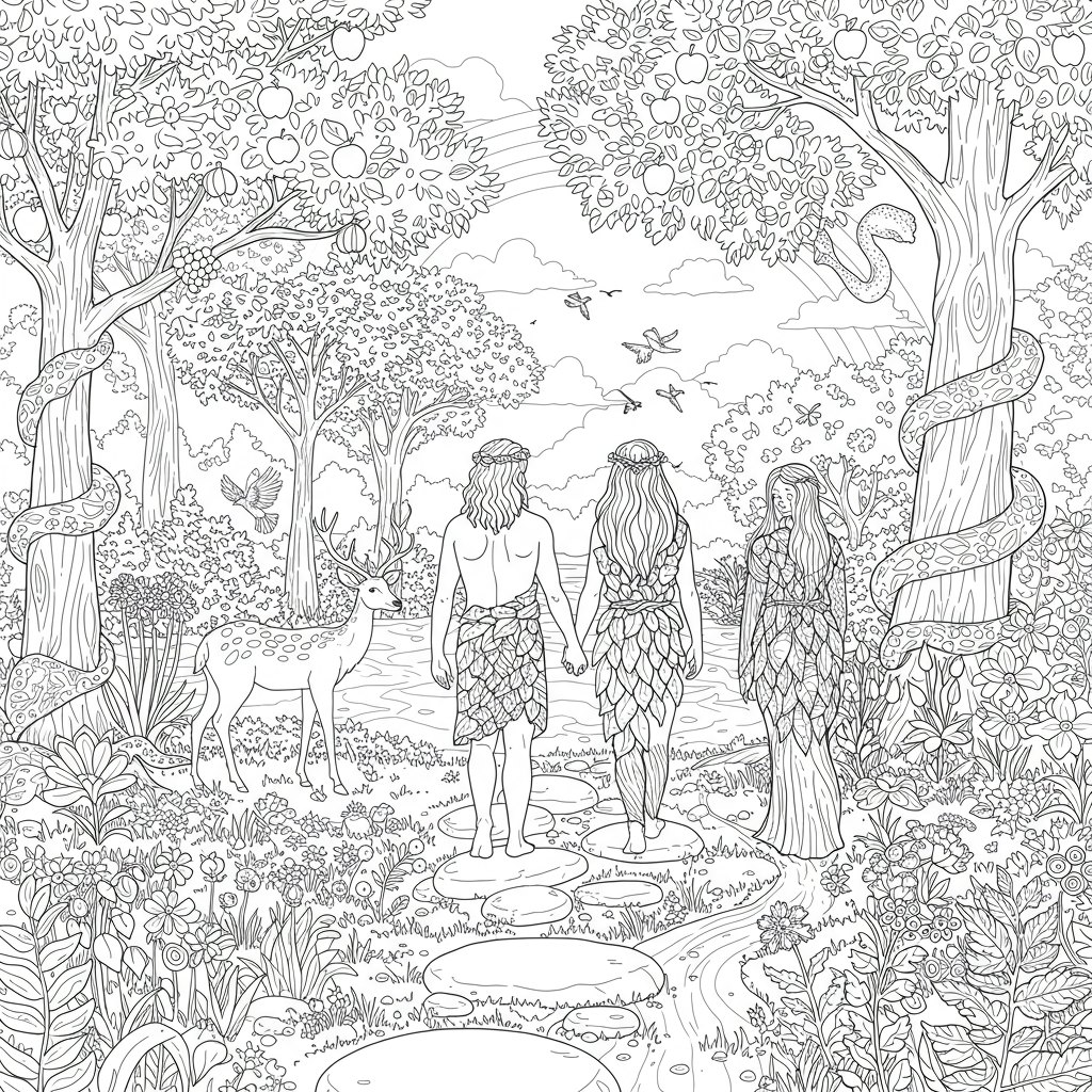 free printable garden of eden coloring page