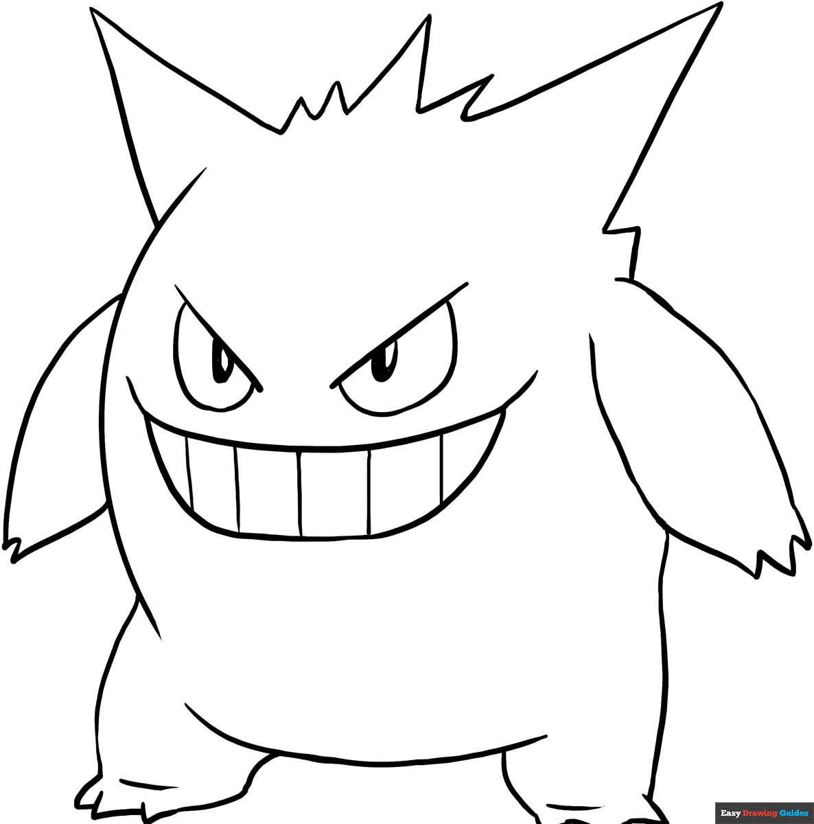 Gengar Coloring Page Easy Drawing Guides