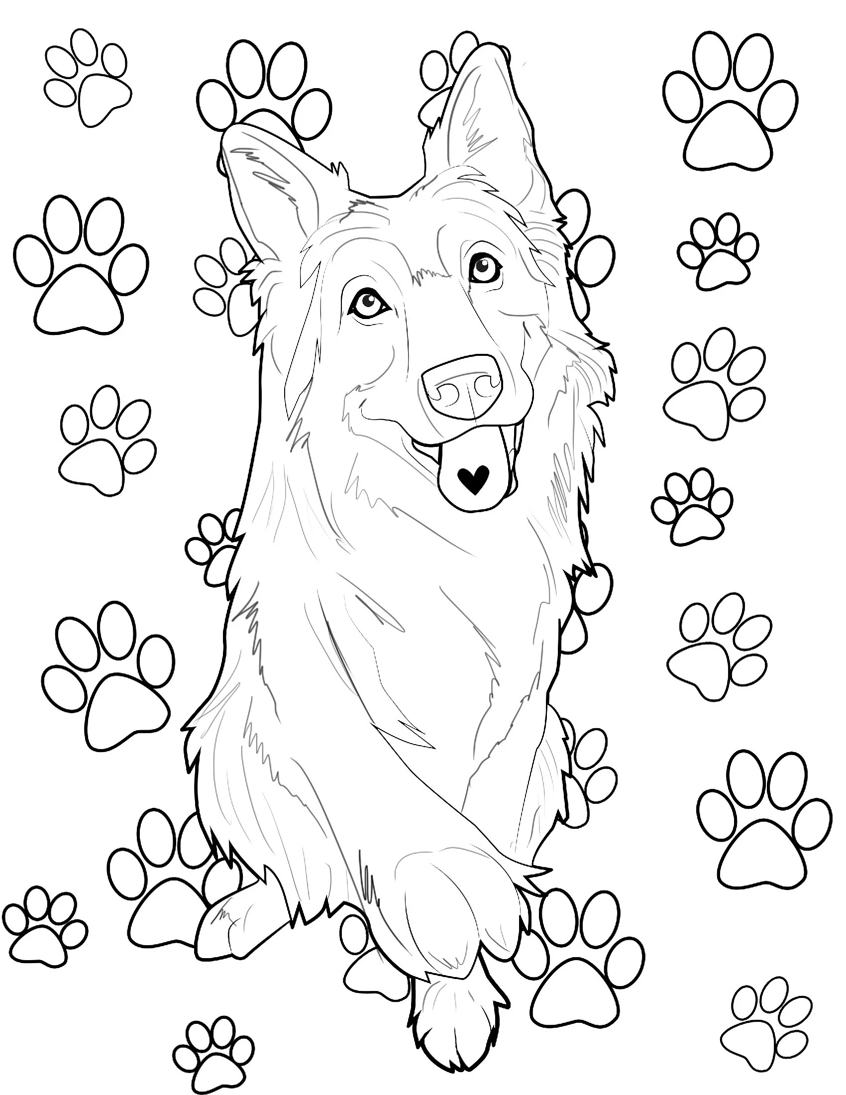 German Shepherd Coloring Page JPEG File Etsy German Shepherd Coloring Page JPEG File Etsy