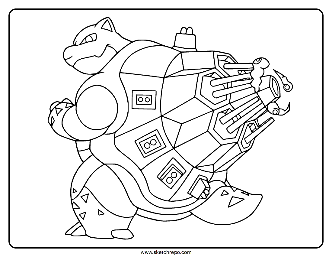 Gigantamax Blastoise Coloring Page Sketch Repo