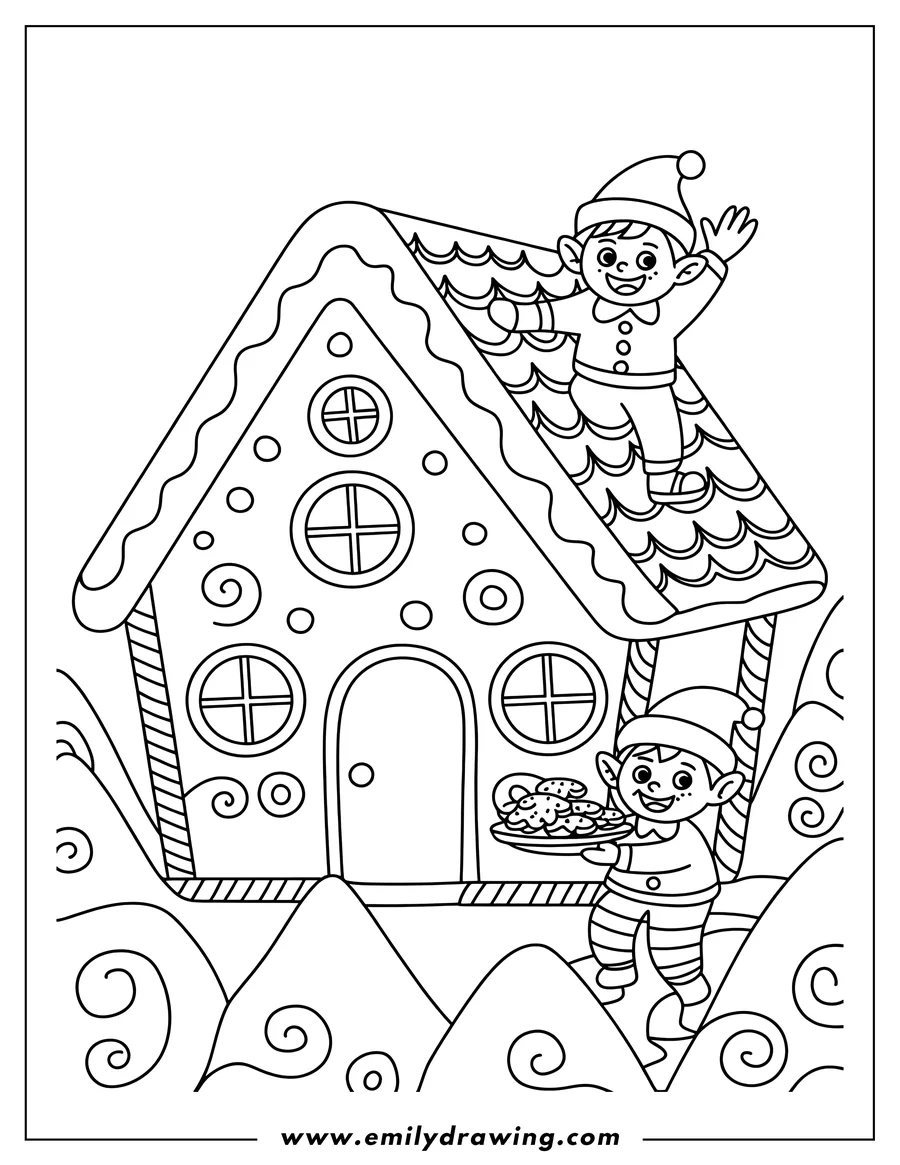 Gingerbread House Coloring Page Emily Drawing