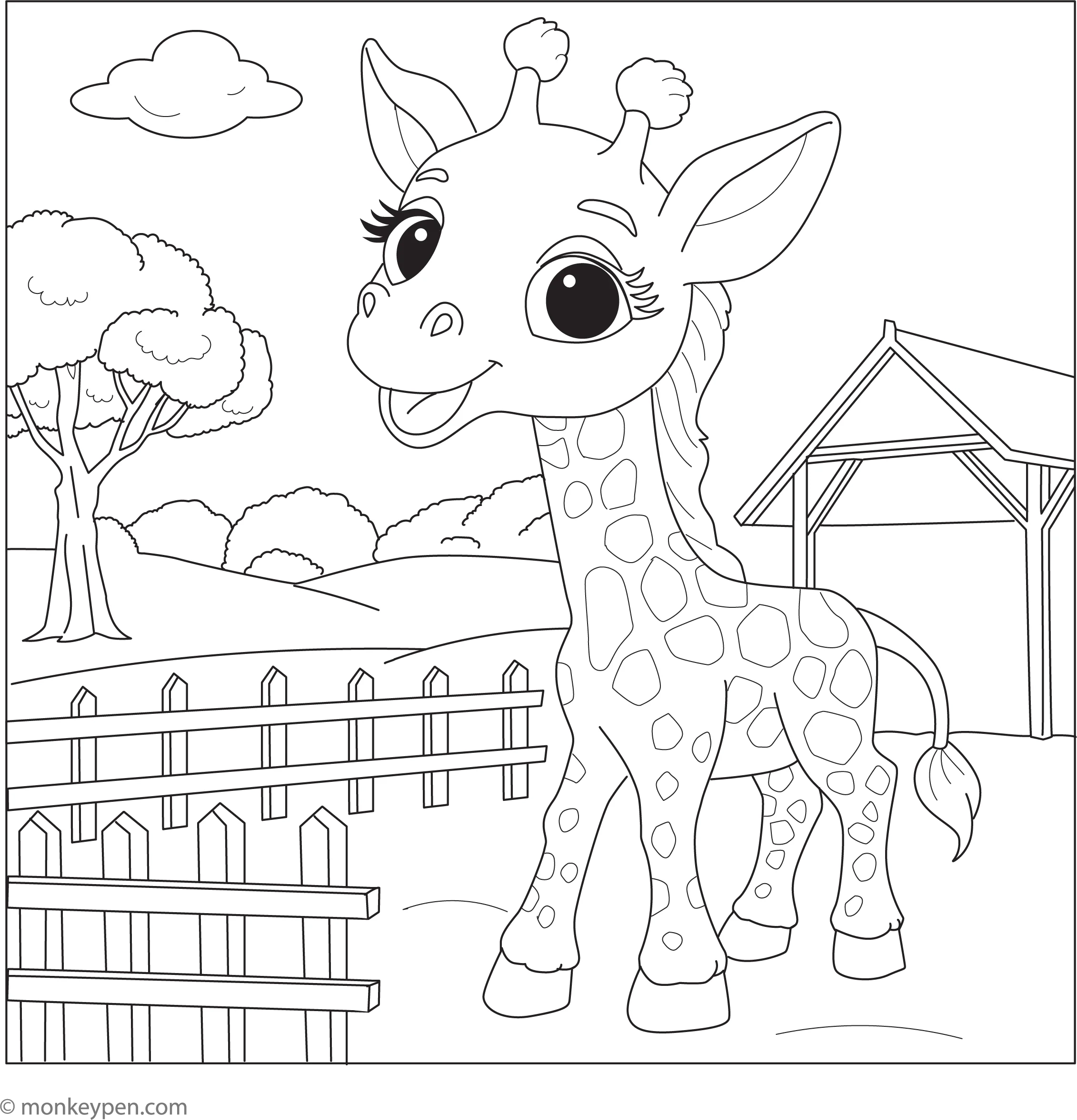 Giraffe At The Zoo Coloring Page Animal Activity For Kids Giraffe At The Zoo Coloring Page Animal Activity For Kids