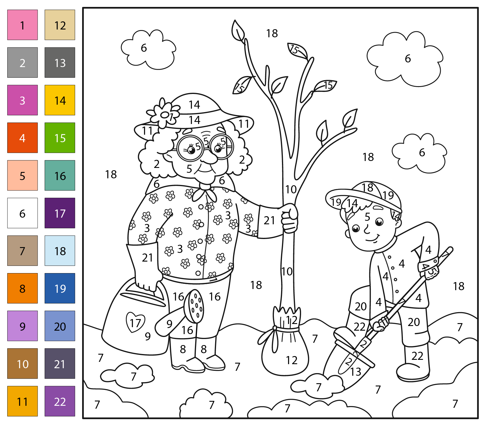 Granny Color By Number Coloring Page Free Printable