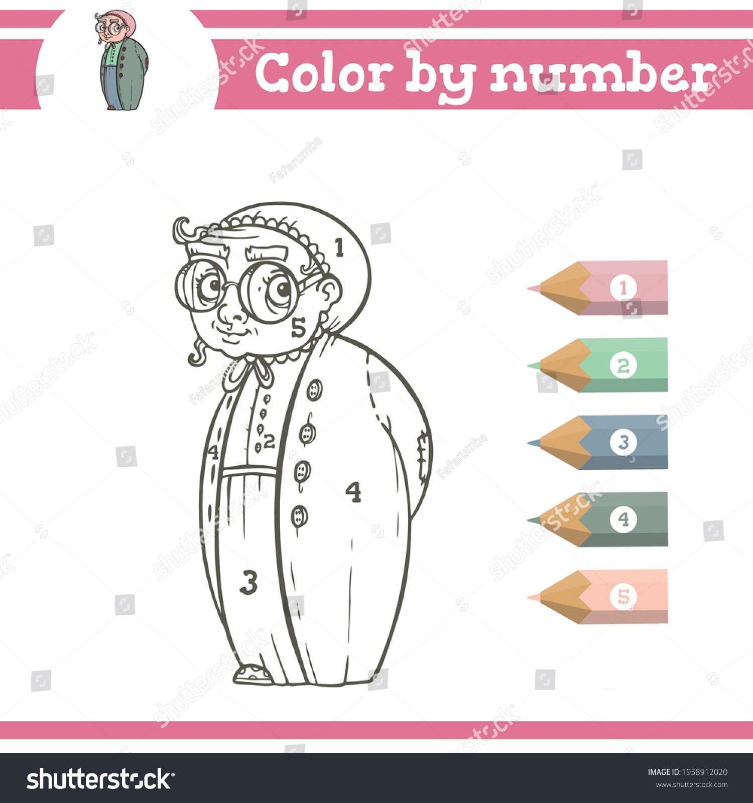 Granny Color By Numbers Coloring Page Stock Vector Royalty Free 1958912020 Shutterstock Granny Color By Numbers Coloring Page Stock Vector Royalty Free 1958912020 Shutterstock