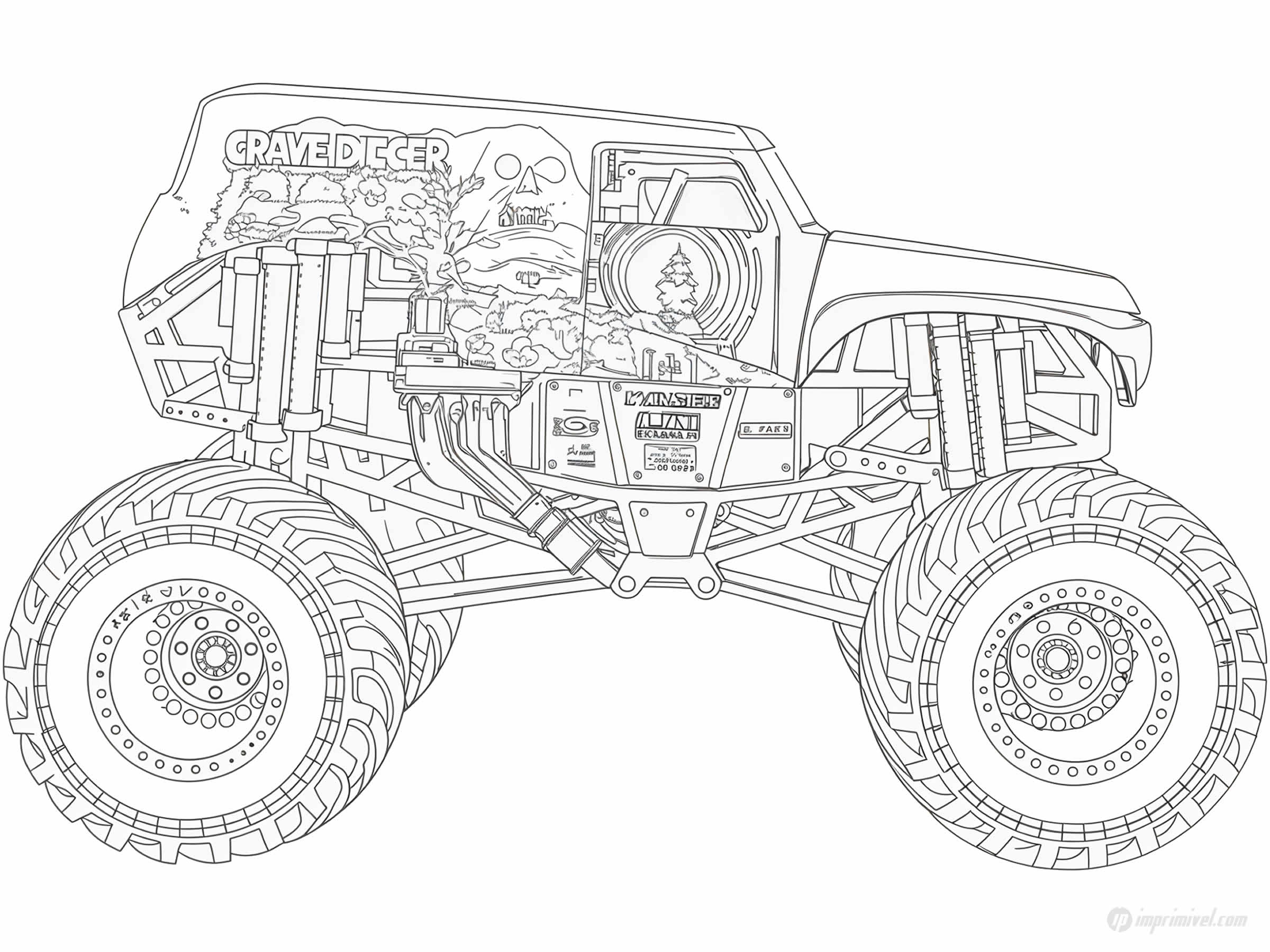 Grave Digger Monster Jam Coloring Page To Print Imprimivel
