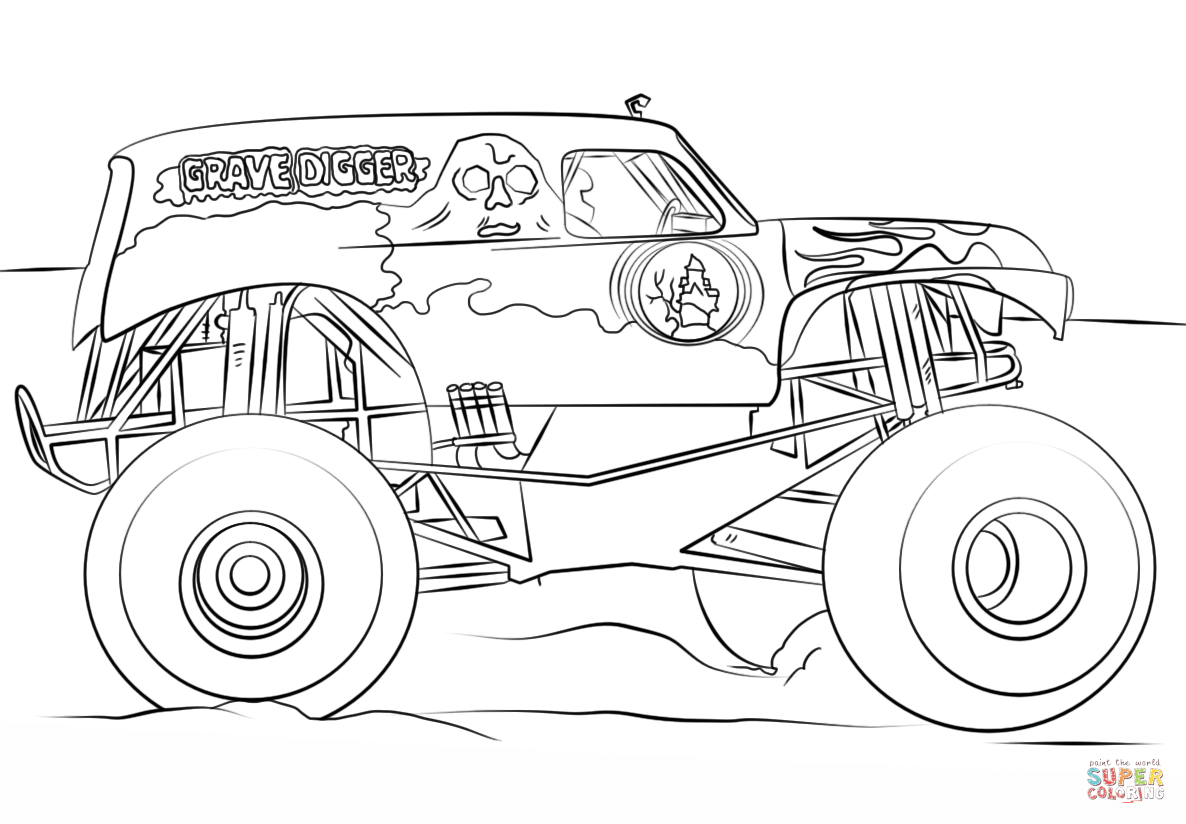 Grave Digger Monster Truck Coloring Page Free Printable