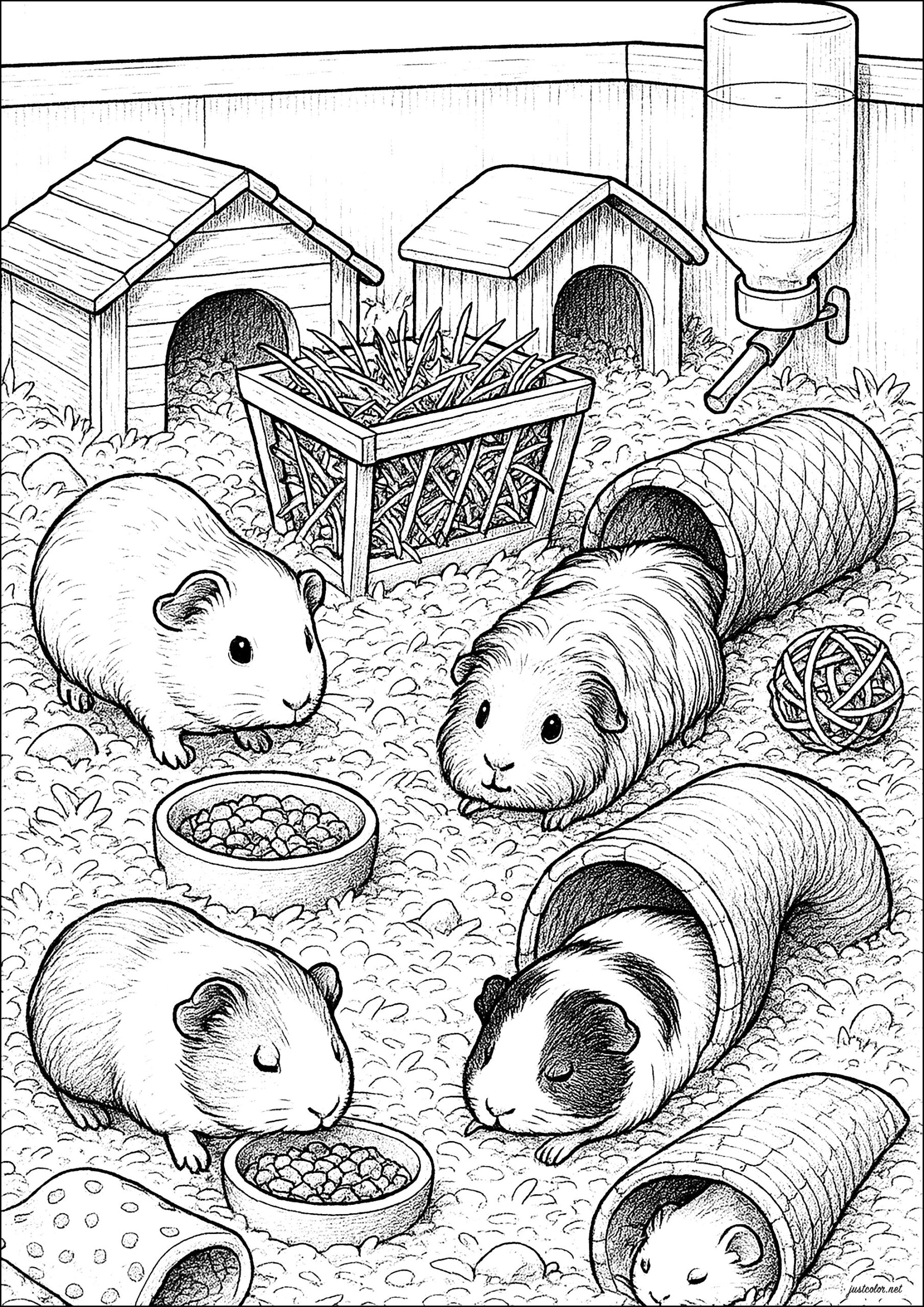 Guinea Pigs In Their Box Guinea Pig Coloring Pages Guinea Pigs In Their Box Guinea Pig Coloring Pages