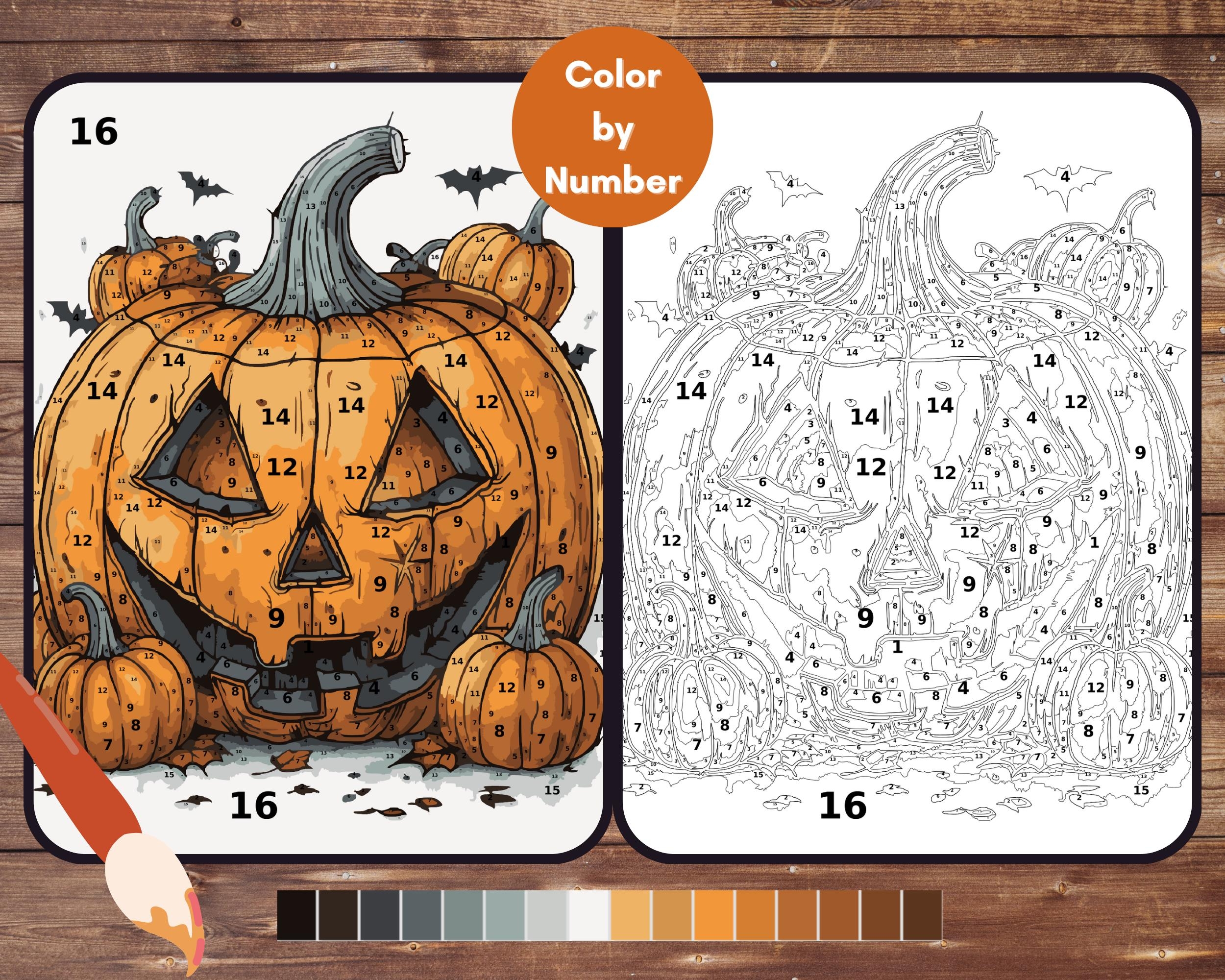 halloween color by number for adults