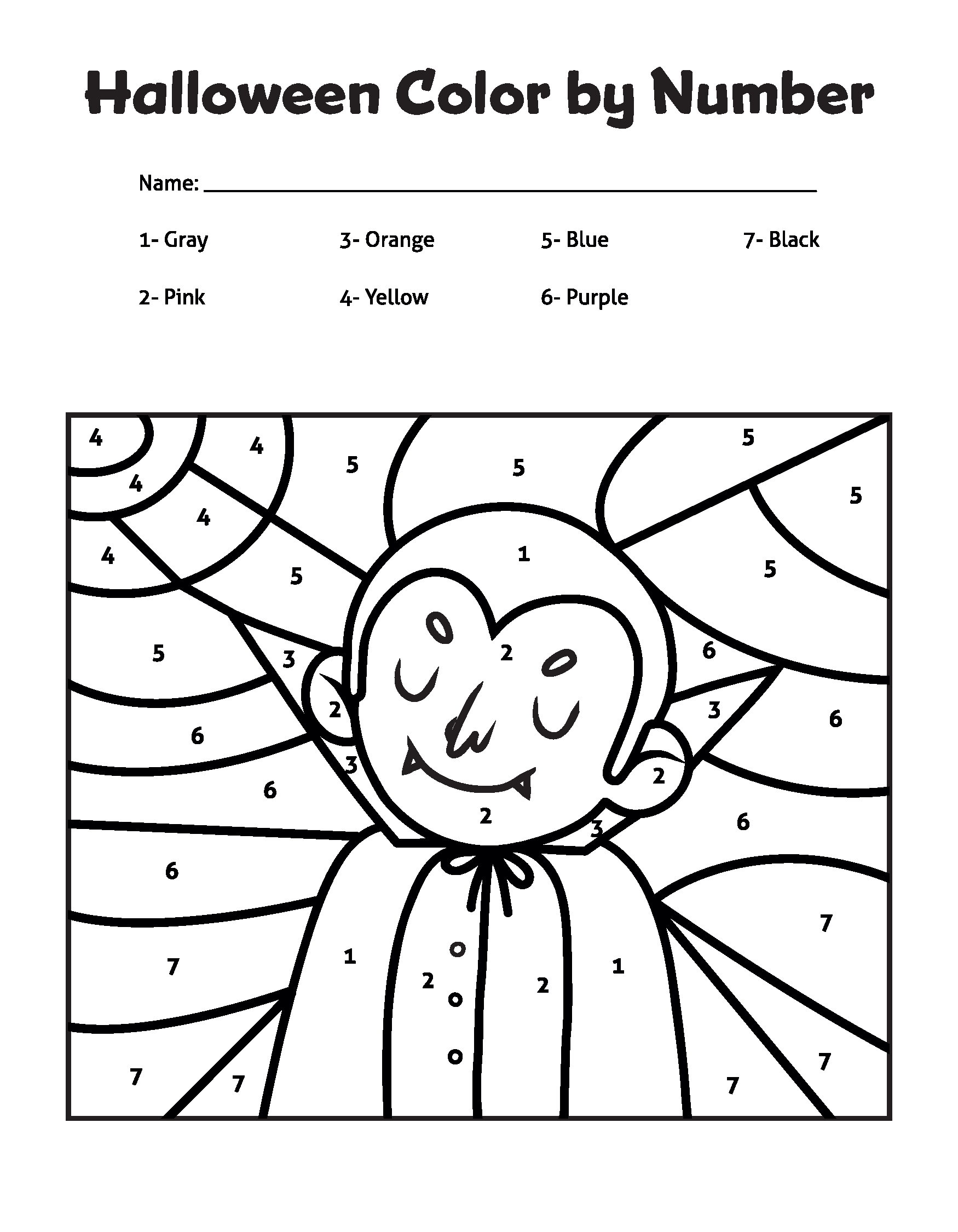 color by number halloween printables