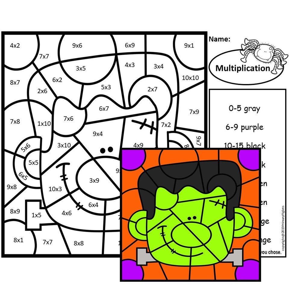 Halloween Color By Number Multiplication Halloween Color By Code Multiplication Halloween Coloring Pages Classful