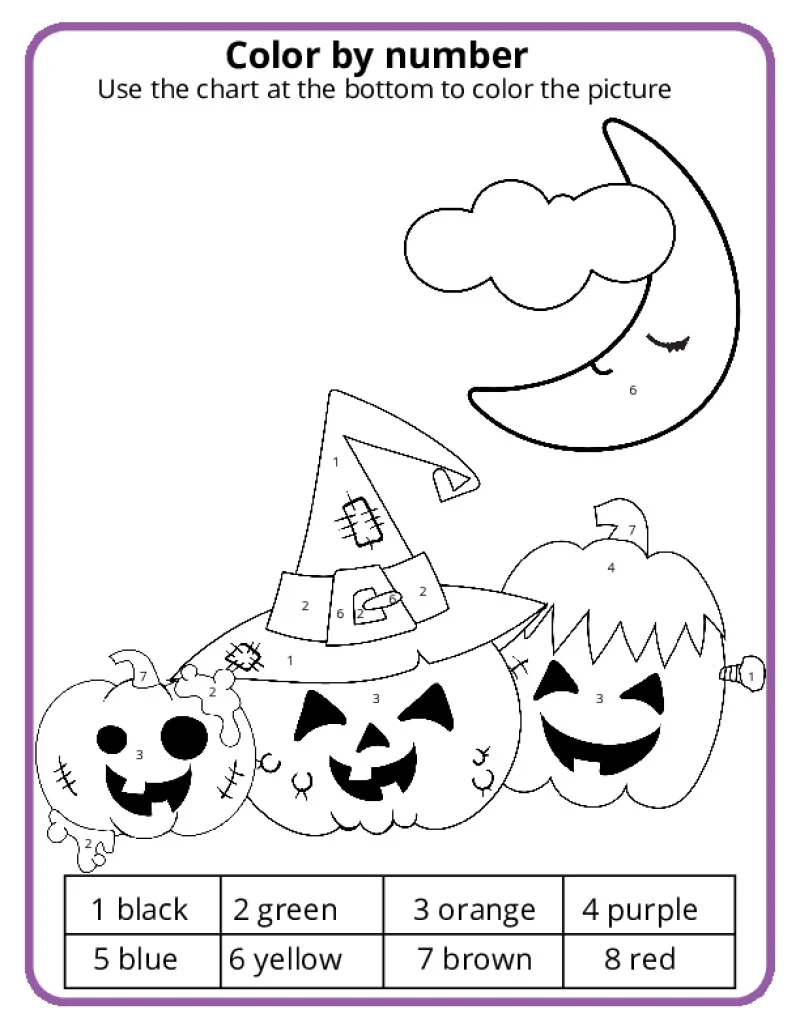 Halloween Color By Number Pages K12 Math Worksheets