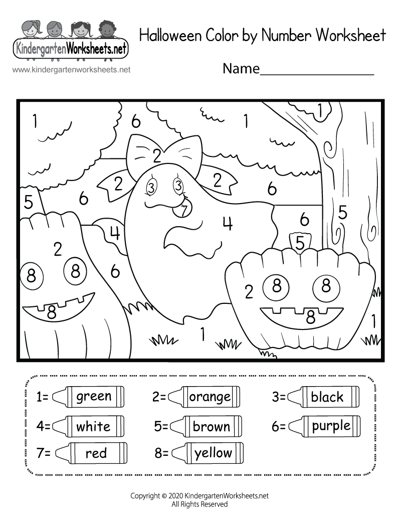 free halloween color by number