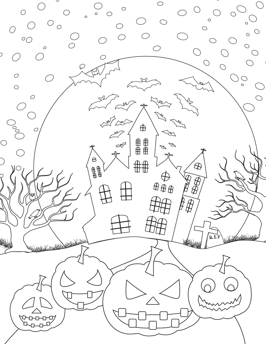 Halloween Coloring Pages For Adults 3 Pages 