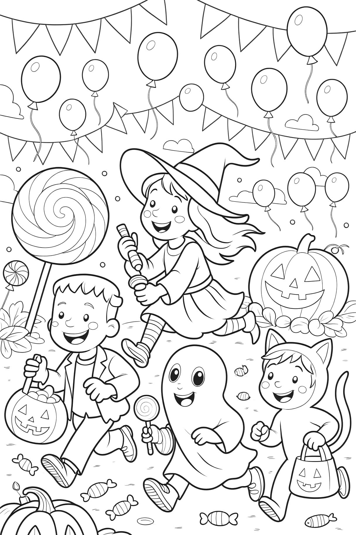 Halloween Colouring In Page Coloring Pages Mimi Panda