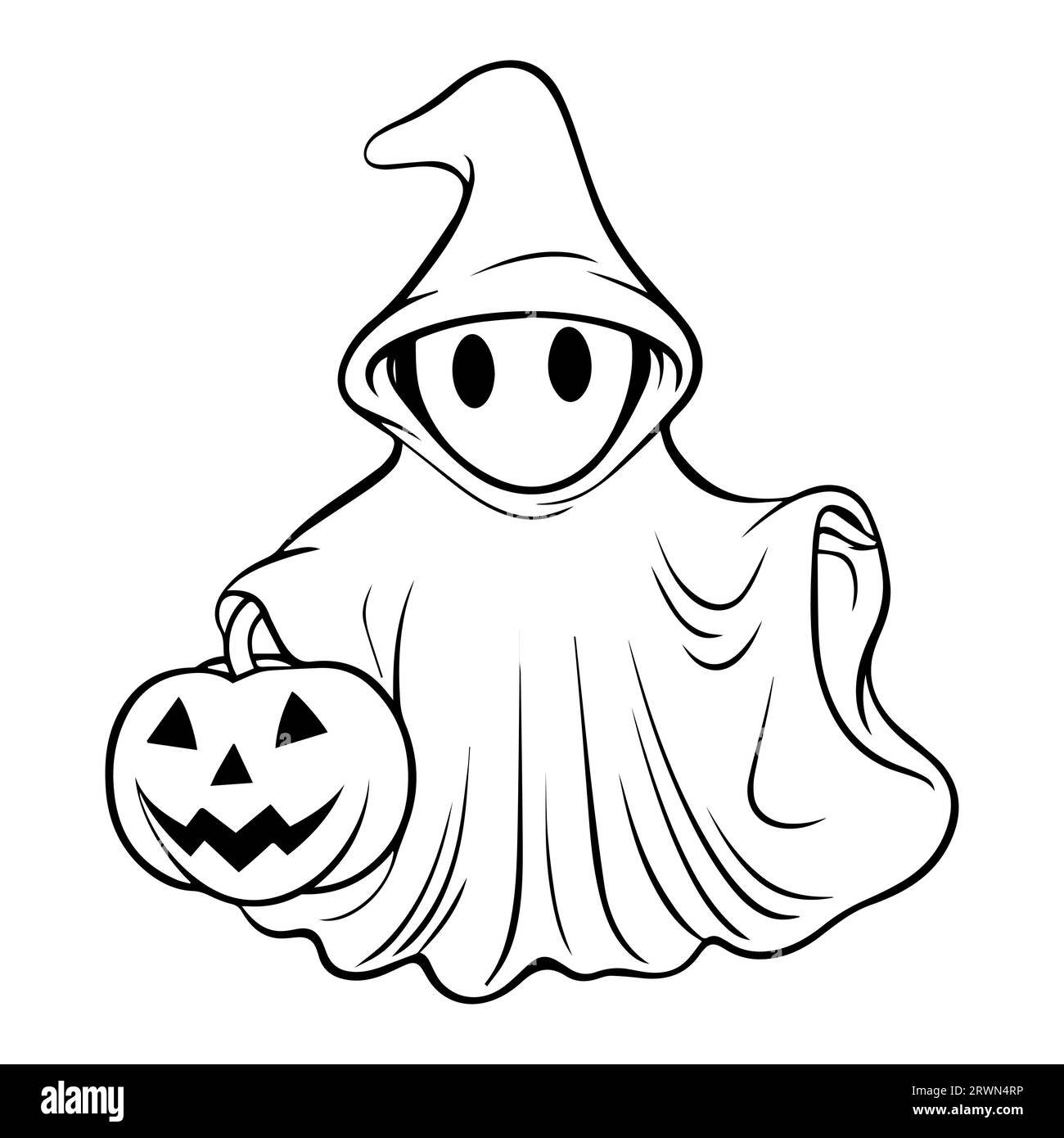 Halloween Ghost Line Art For Coloring Book Page Line Art Design For Kids Coloring Page Coloring Page Outline Of Cartoon Stock Vector Image Art Alamy