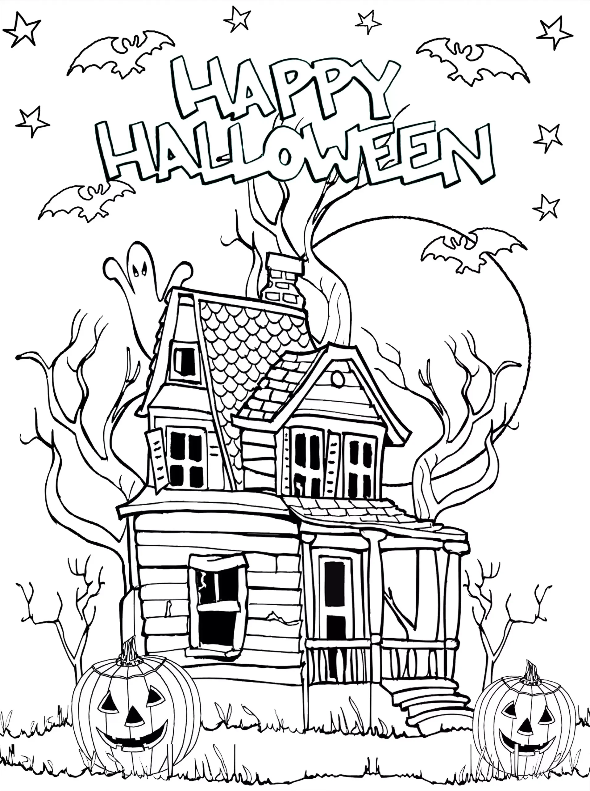 Halloween Haunted House Halloween Coloring Pages For Adults