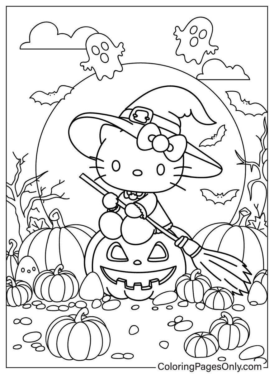 Halloween Hello Kitty Coloring Pages Download And Print Free Coloring Pages At Https t co Y9JKO9Rt4p Halloween HelloKitty Coloringpagesonly coloringpages ColoringBook art sketch drawing draw illustration Coloring trend Trending 