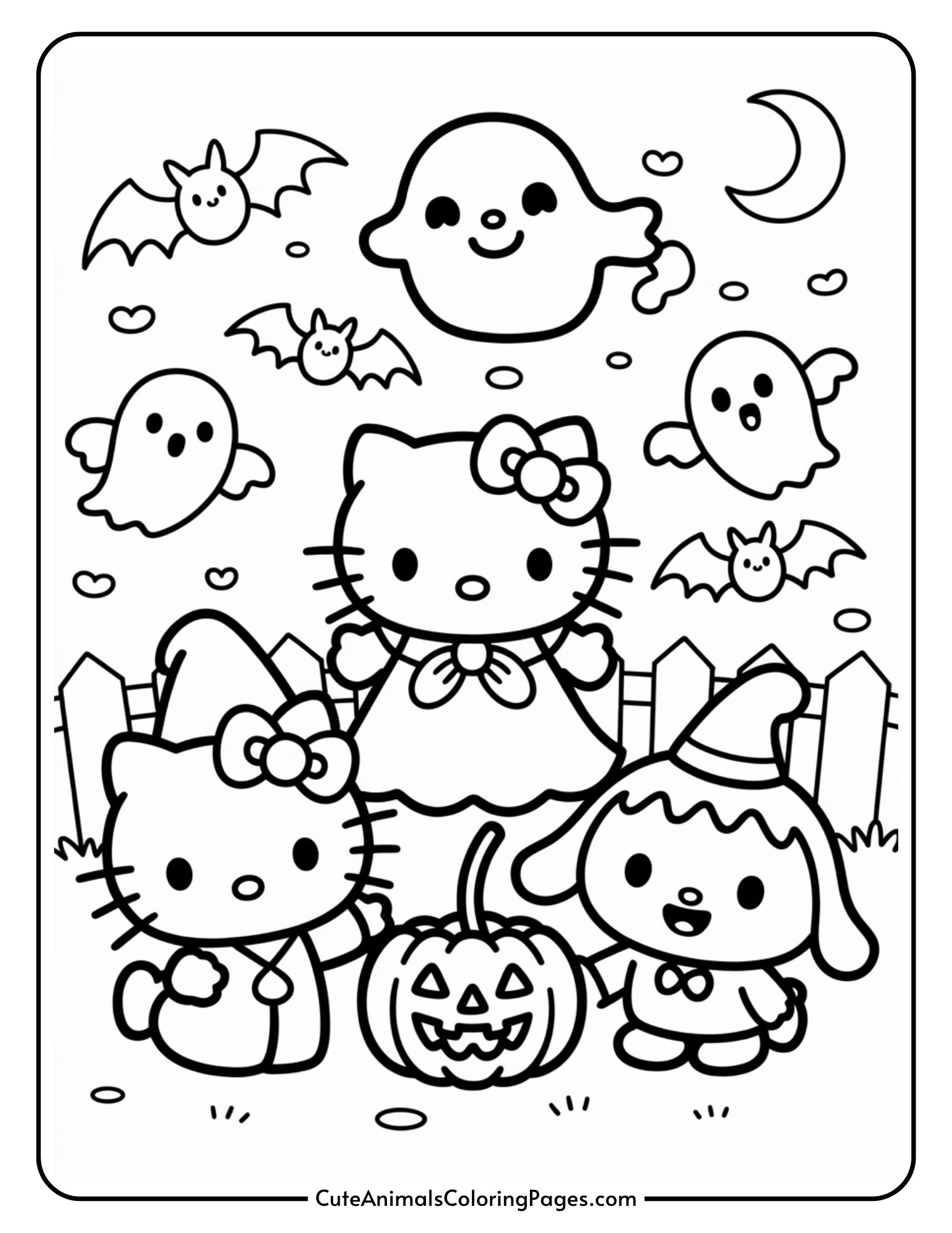 hello kitty and friends coloring page