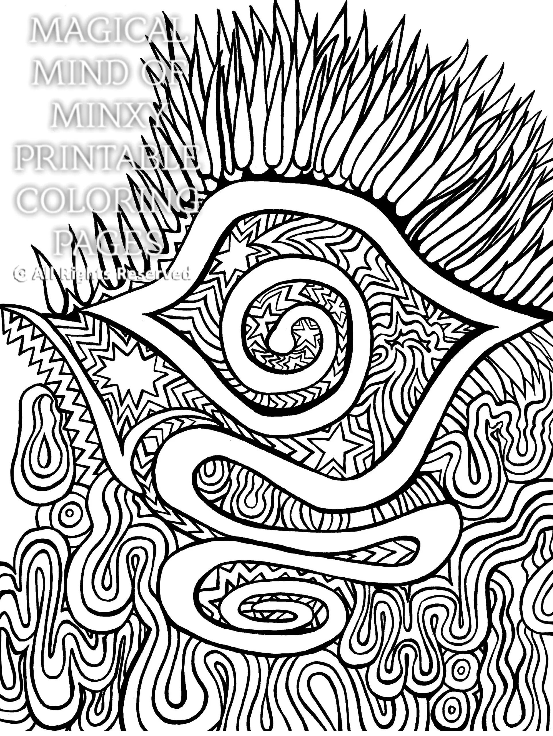 Hand Drawn Adult Coloring Page Psychedelic Magic Eye Art Zentangle Nature Art Printable Coloring Page DIGITAL DOWNLOAD ONLY Etsy