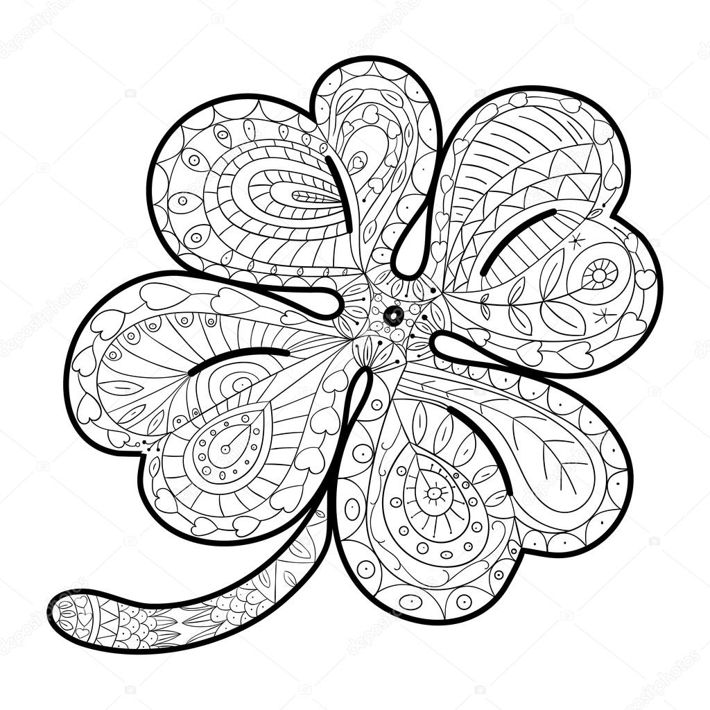 Hand Drawn Four Leaf Clover For Adult Coloring Pages In Doodle Style Ethnic Ornamental Vector Illustration Coloring Book For Relaxation Therapy Stock Vector By UkiArtDesign 109399736 Hand Drawn Four Leaf Clover For Adult Coloring Pages In Doodle Style Ethnic Ornamental Vector Illustration Coloring Book For Relaxation Therapy Stock Vector By UkiArtDesign 109399736