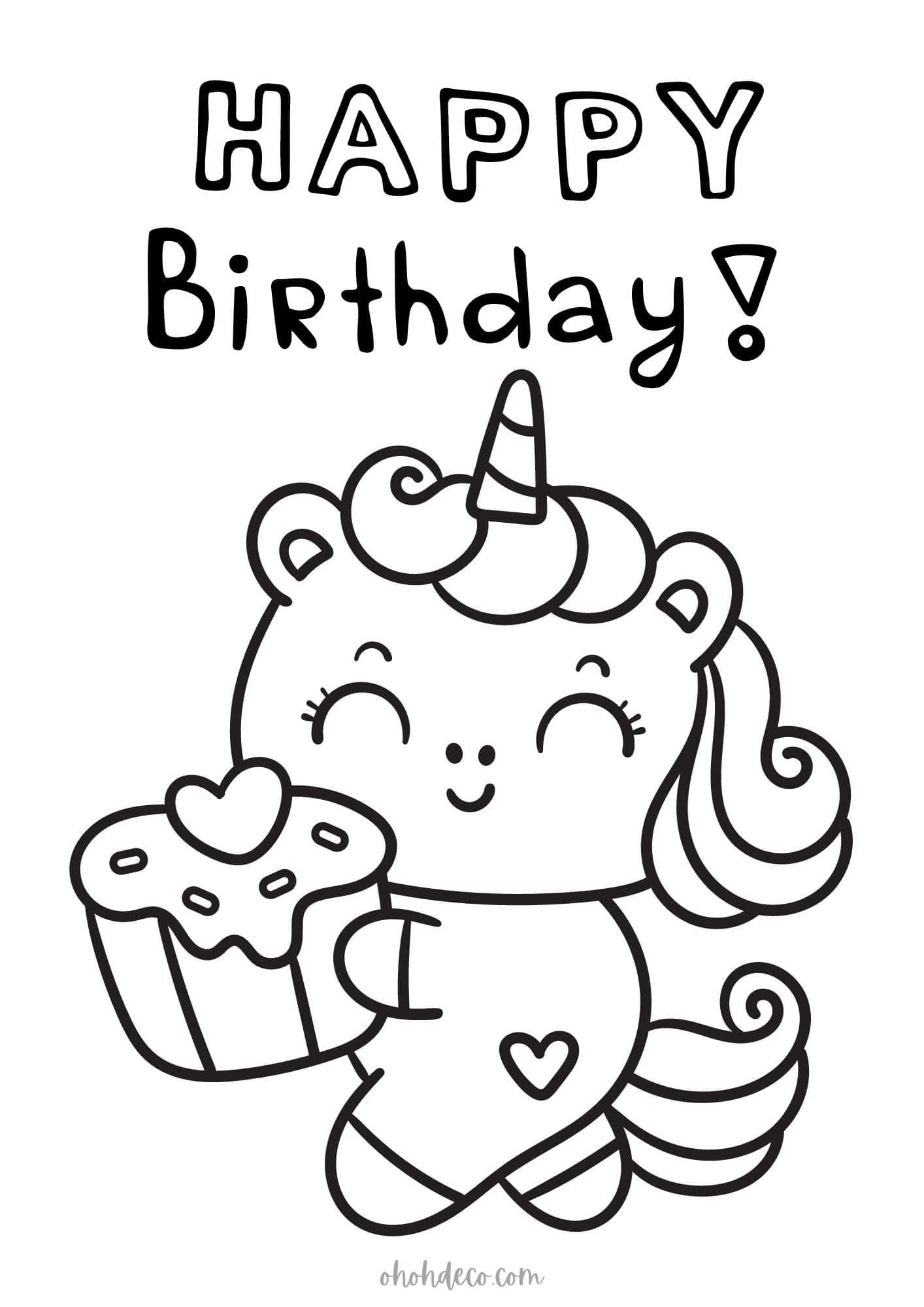 happy birthday coloring pages printable