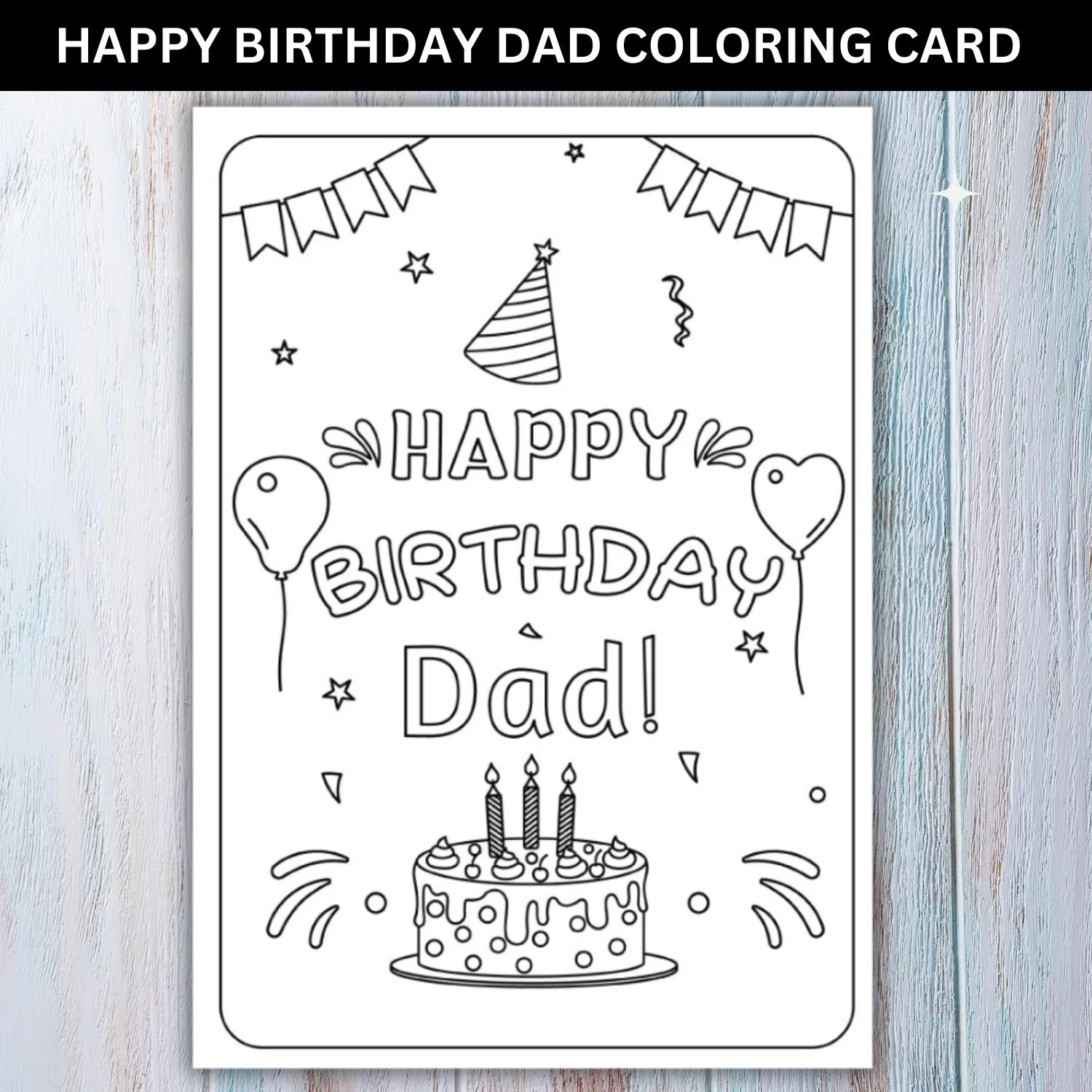 Happy Birthday Dad Coloring Page Fill in Template PDF Etsy