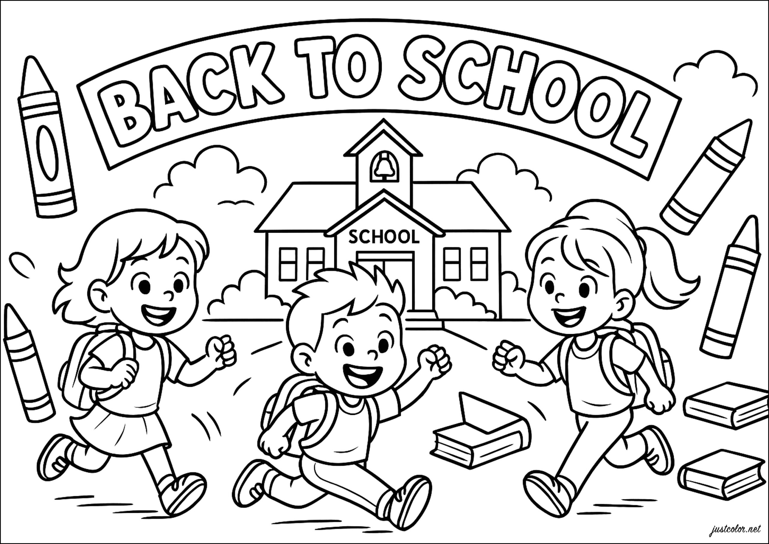 Happy Day At School Back To School Coloring Pages