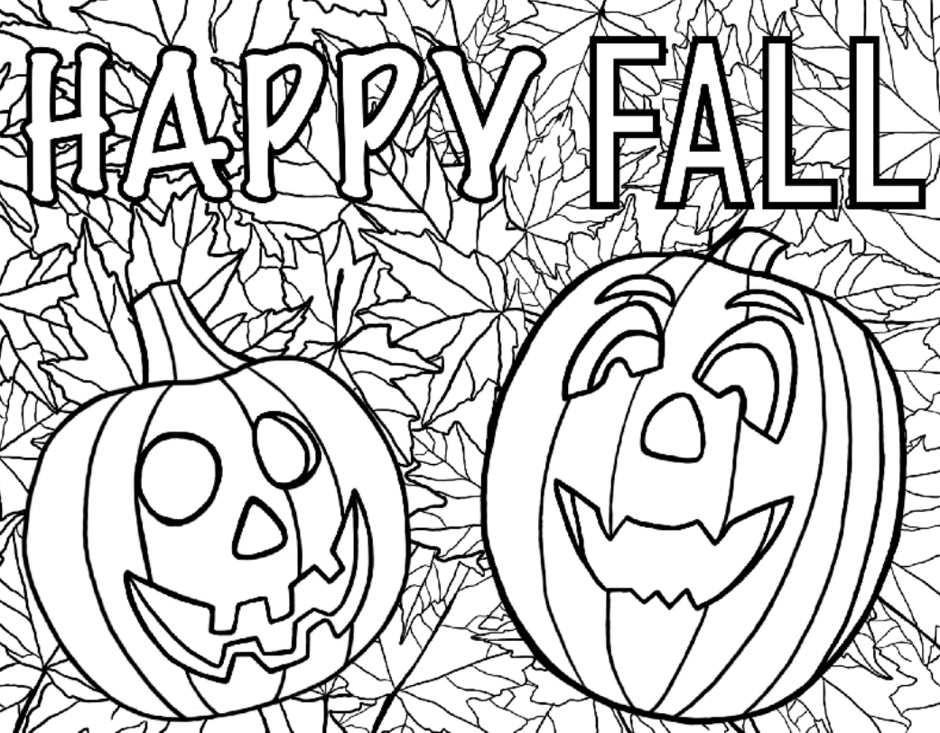 Happy Fall Free Coloring Page Printable Happy Fall Free Coloring Page Printable