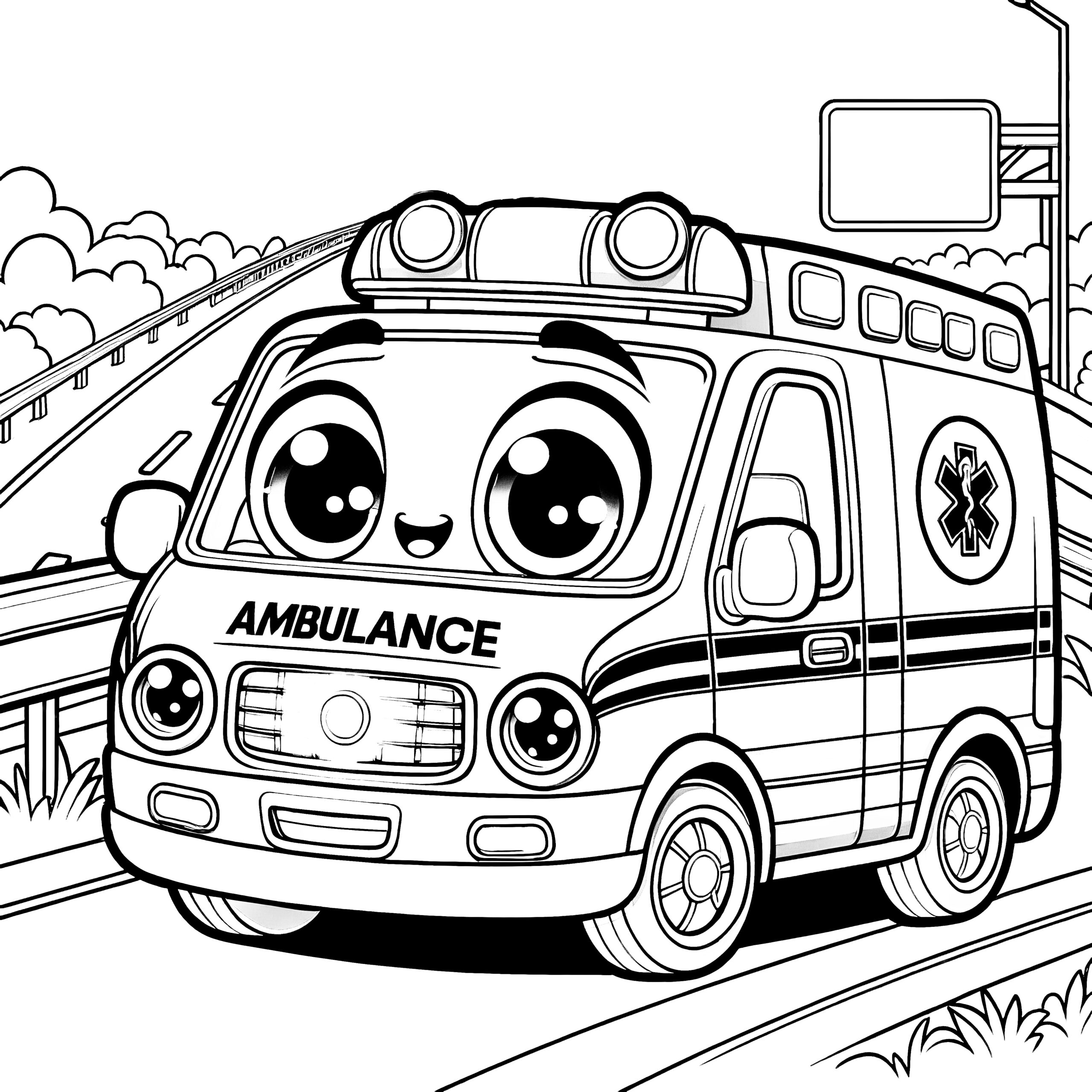 colouring pages of ambulance