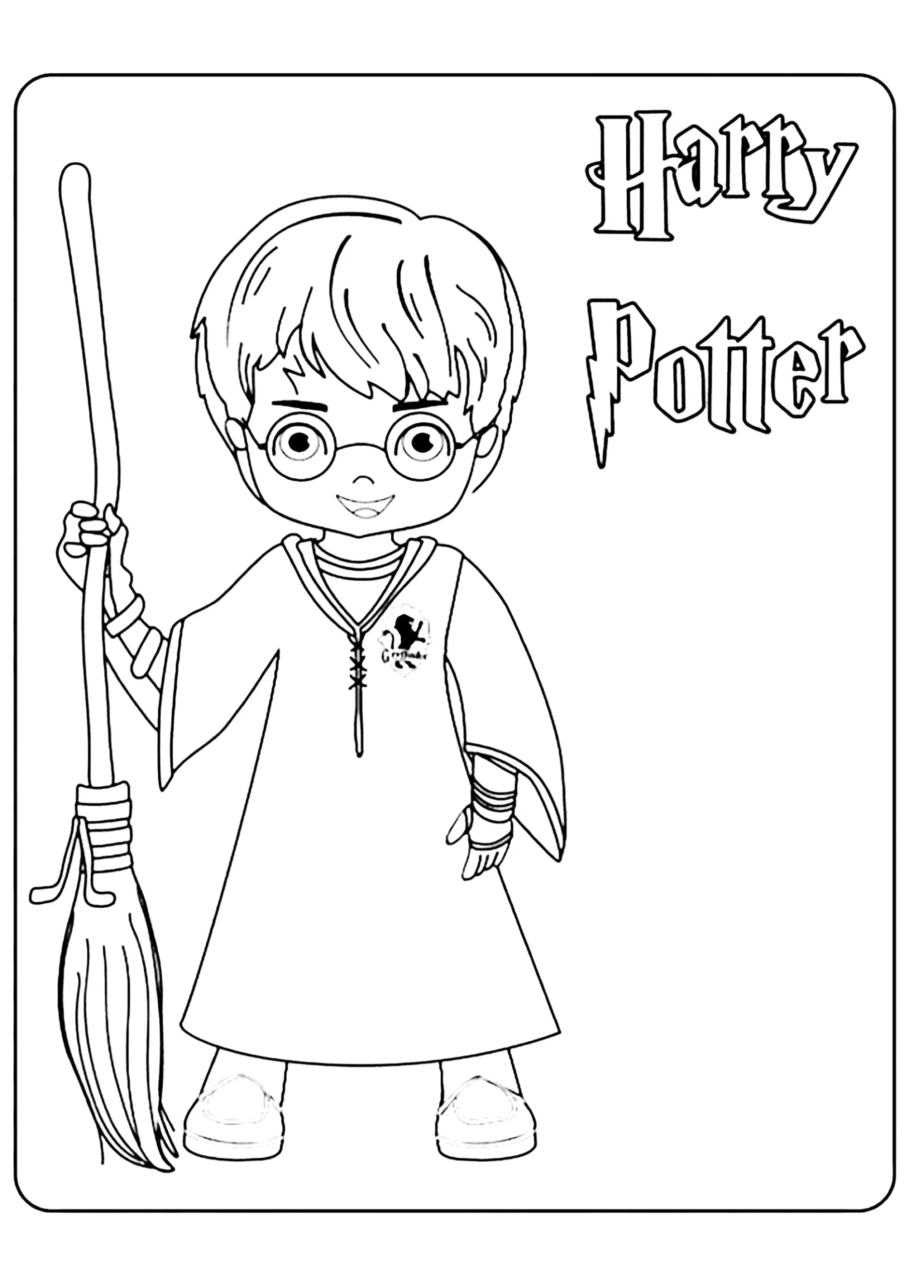 Harry Potter And His Magic Broom Harry Potter Coloring Pages