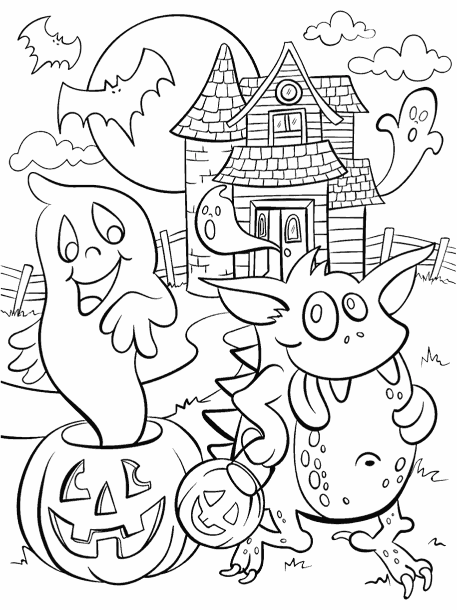 Haunted House Coloring Page For Kids