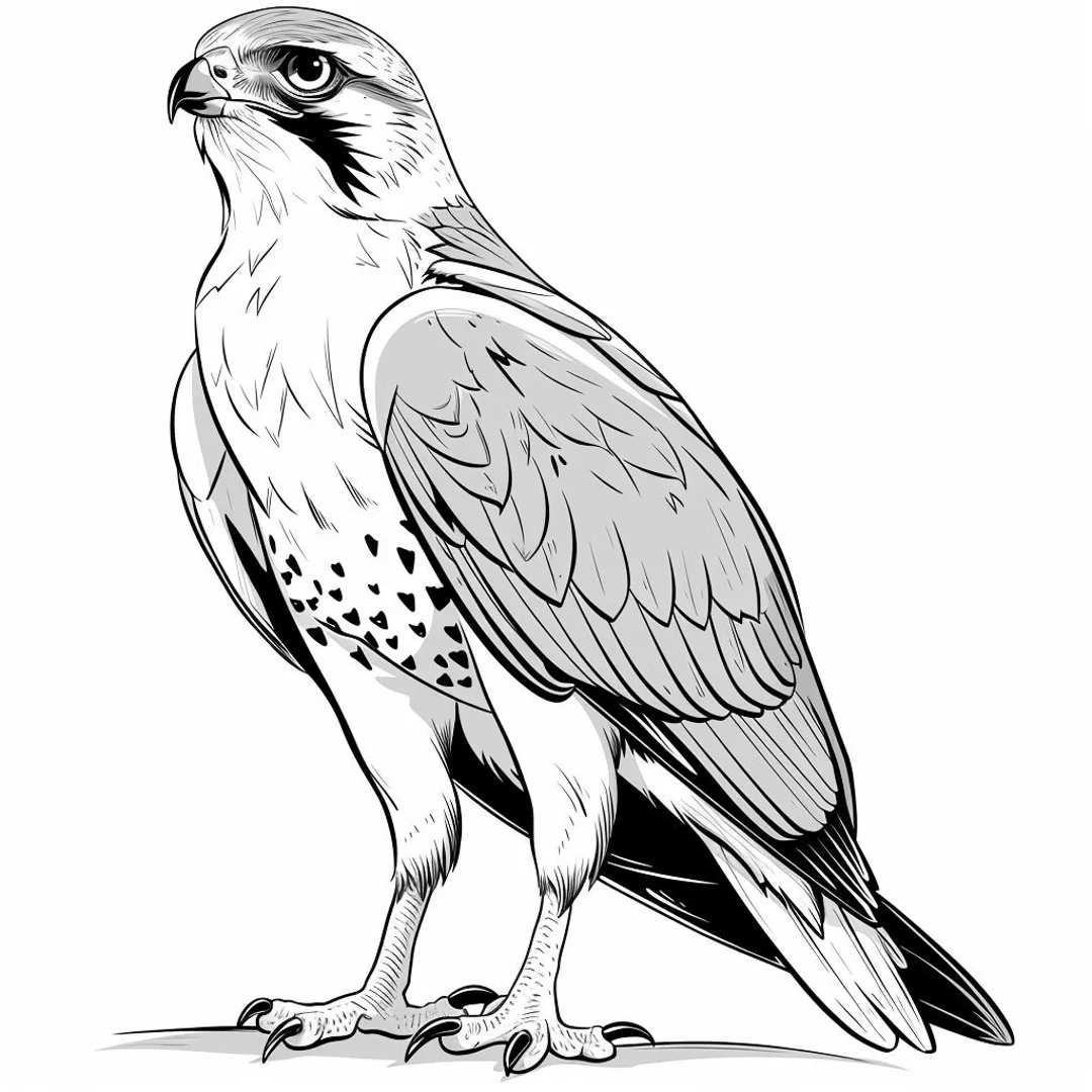 Hawk Realistic Line Art Illustration Black And White Bundle 1 50 Digital Line Ai Art PNG SVG digital Download Etsy