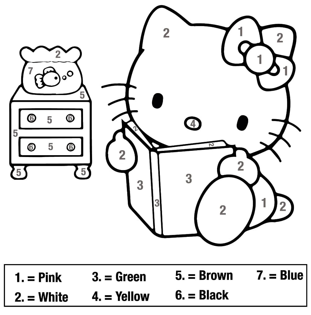 Hello Kitty Color By Number Coloring Page Hello Kitty Color By Number Coloring Page