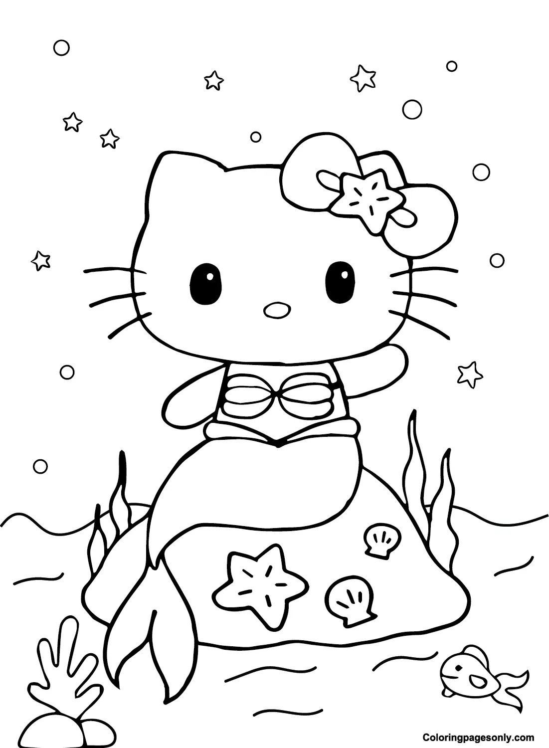 Hello Kitty Mermaid Coloring Pages To Print Free Printable Coloring Pages
