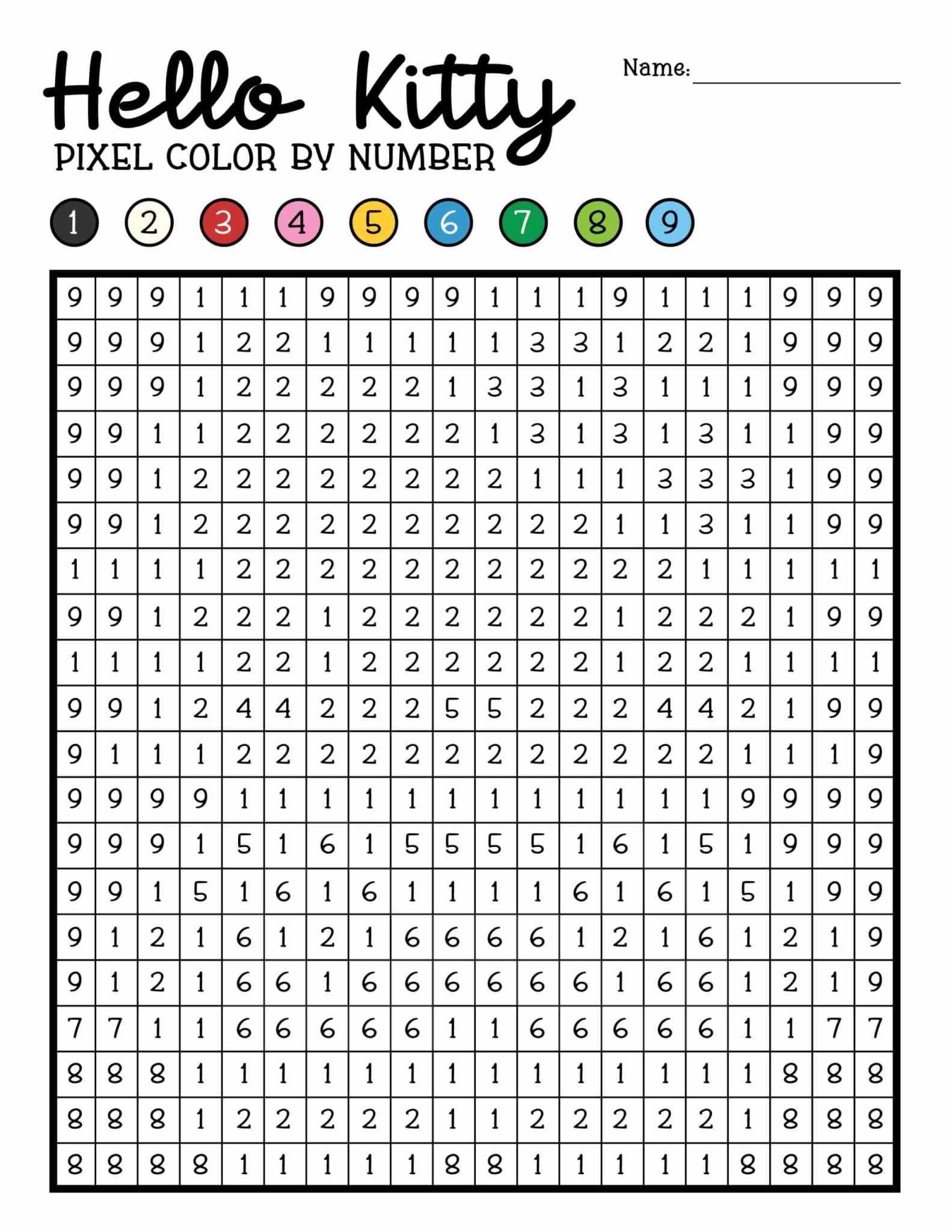 Hello Kitty Pixel Art Coloring Pages Free Printables For Kids