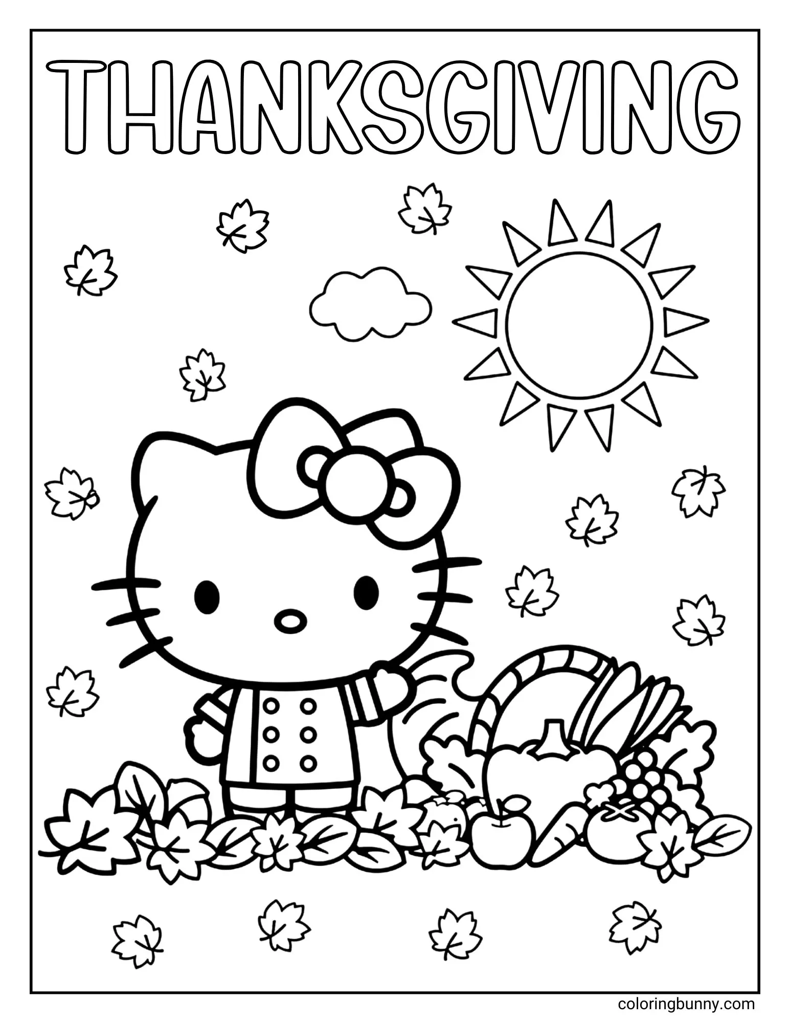 Hello Kitty Thanksgiving Coloring Pages 22 Free Printable PDFs 