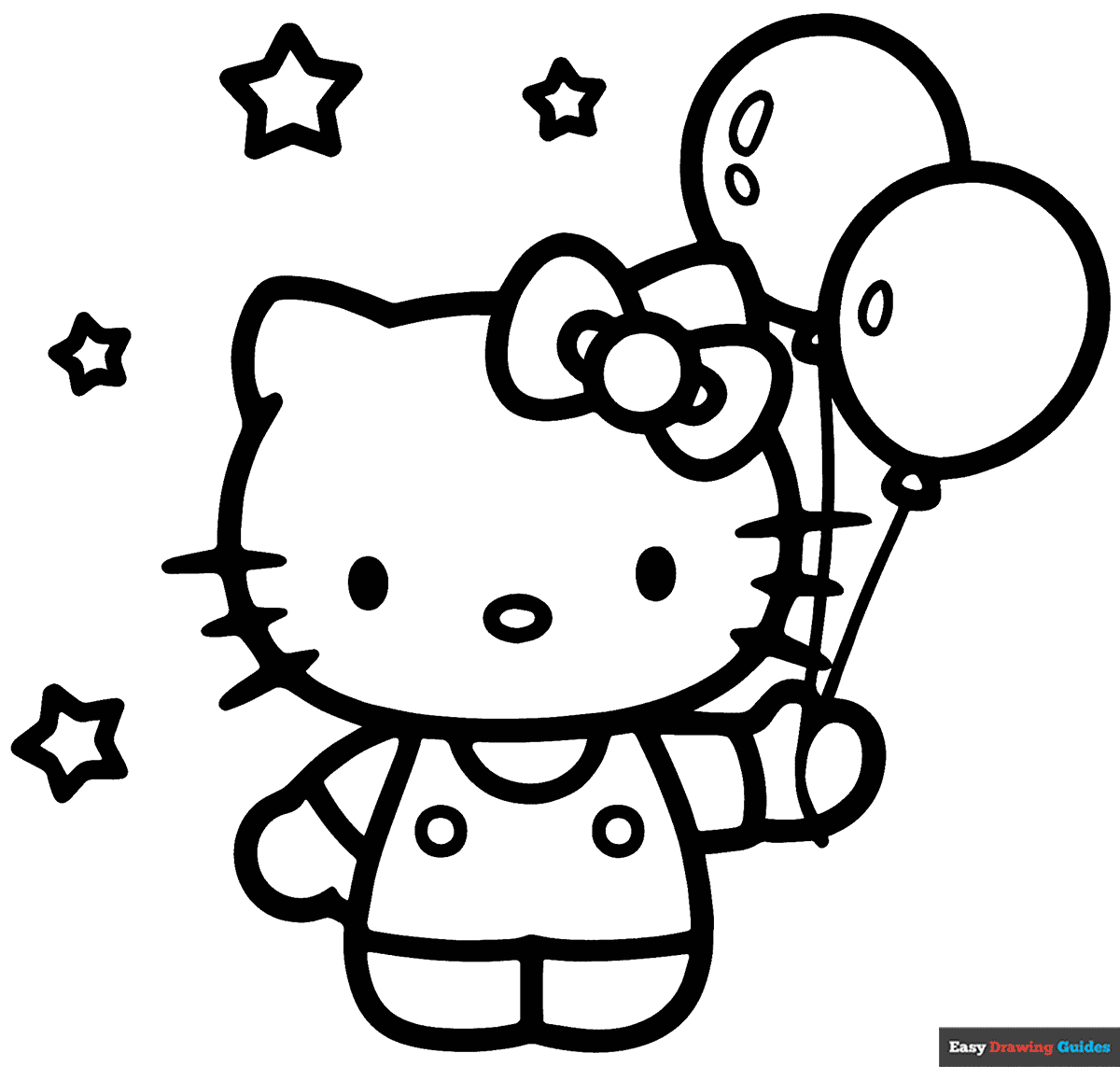Hello Kitty With Balloons Coloring Page Easy Drawing Guides Hello Kitty With Balloons Coloring Page Easy Drawing Guides