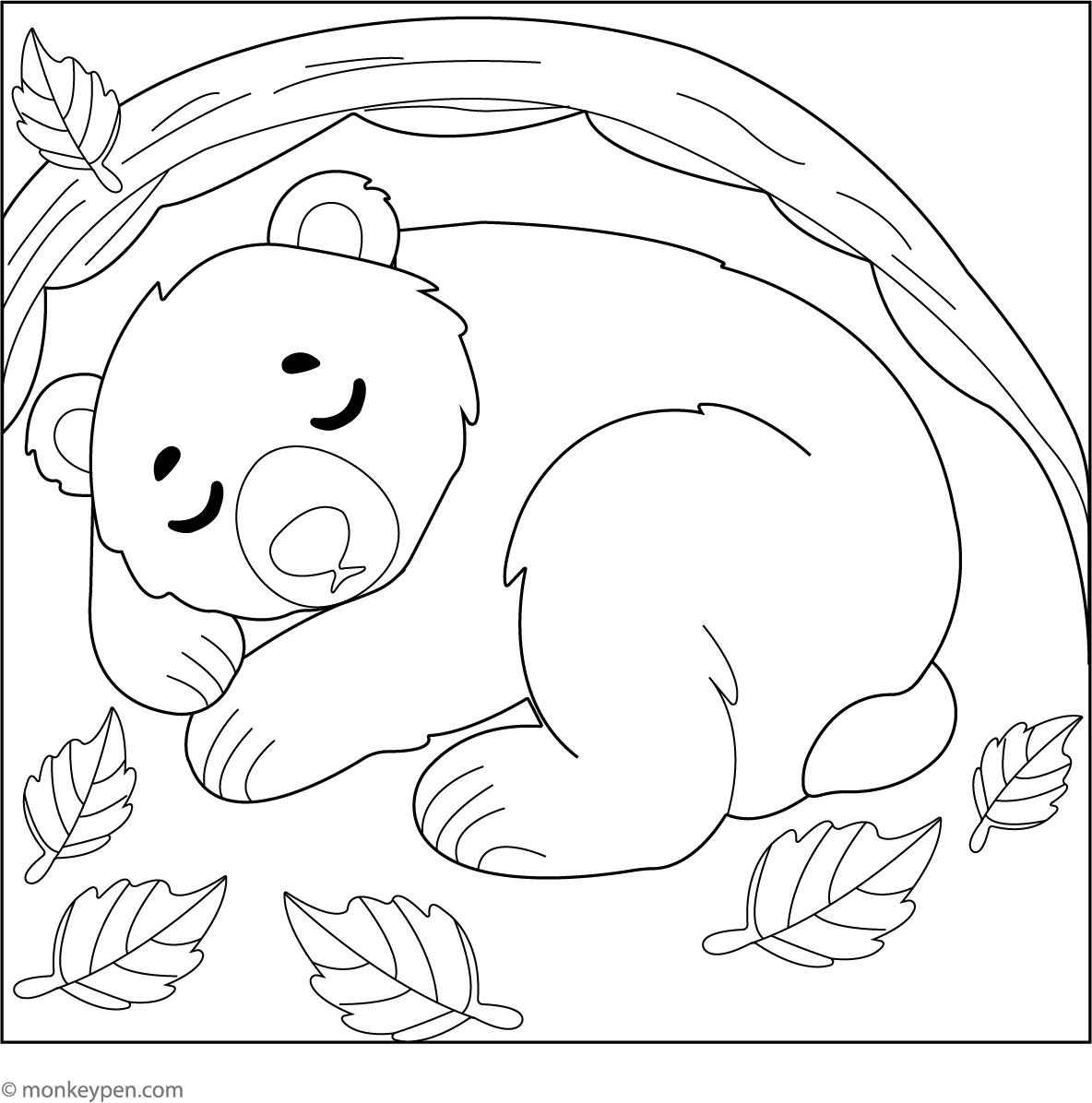 Hibernating Bear Coloring Page Free Printable For Kids Hibernating Bear Coloring Page Free Printable For Kids