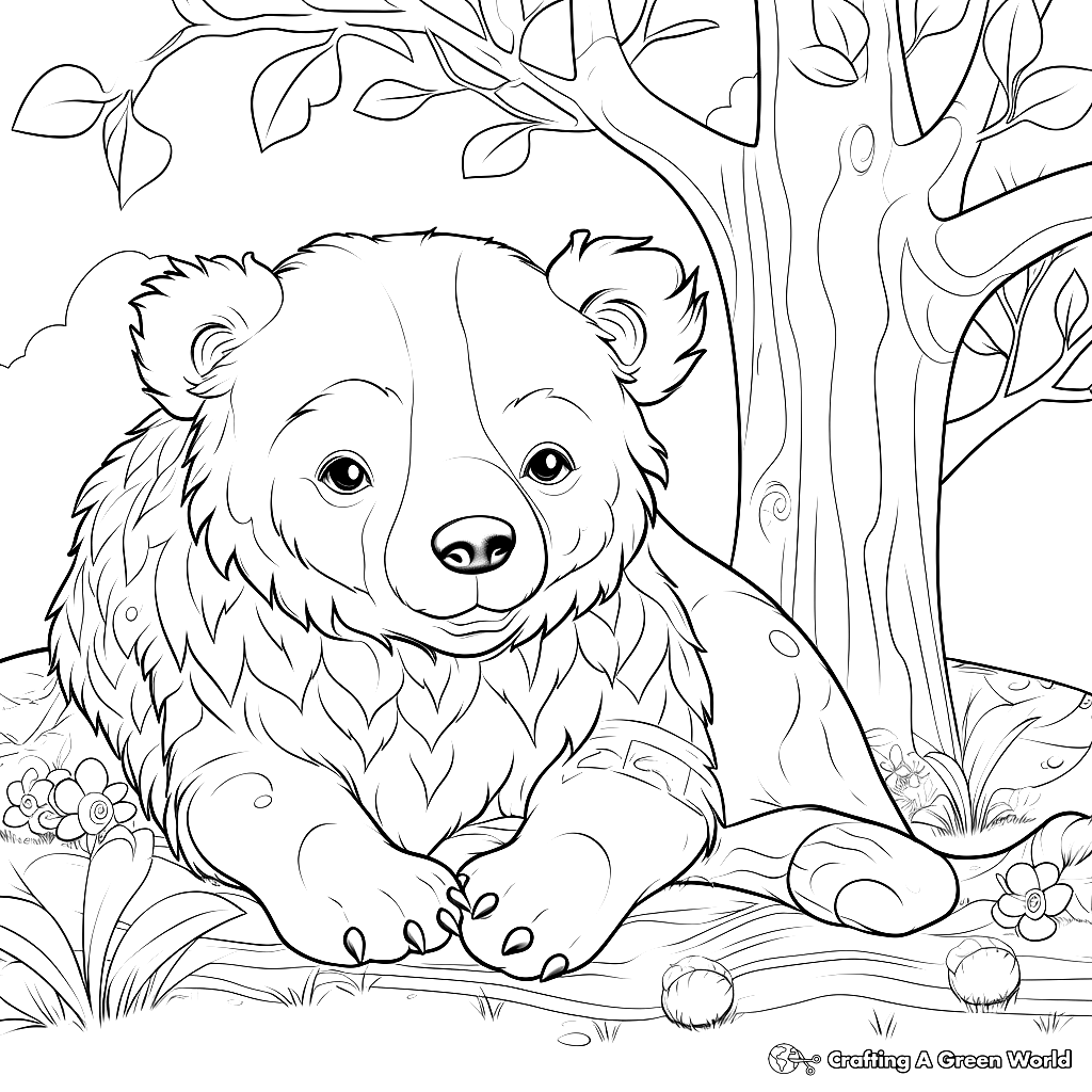 Hibernating Bear Coloring Pages Free Printable 