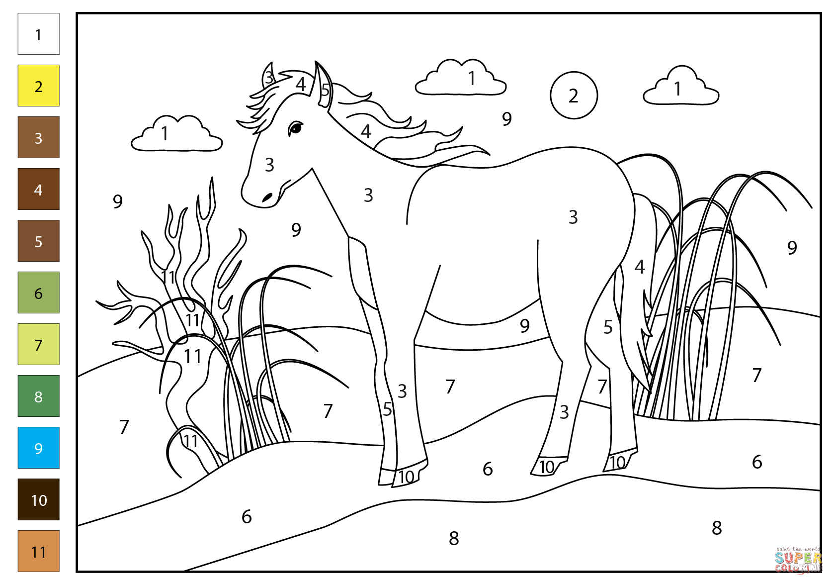 Horse Color By Number Coloring Page Free Printable Horse Color By Number Coloring Page Free Printable
