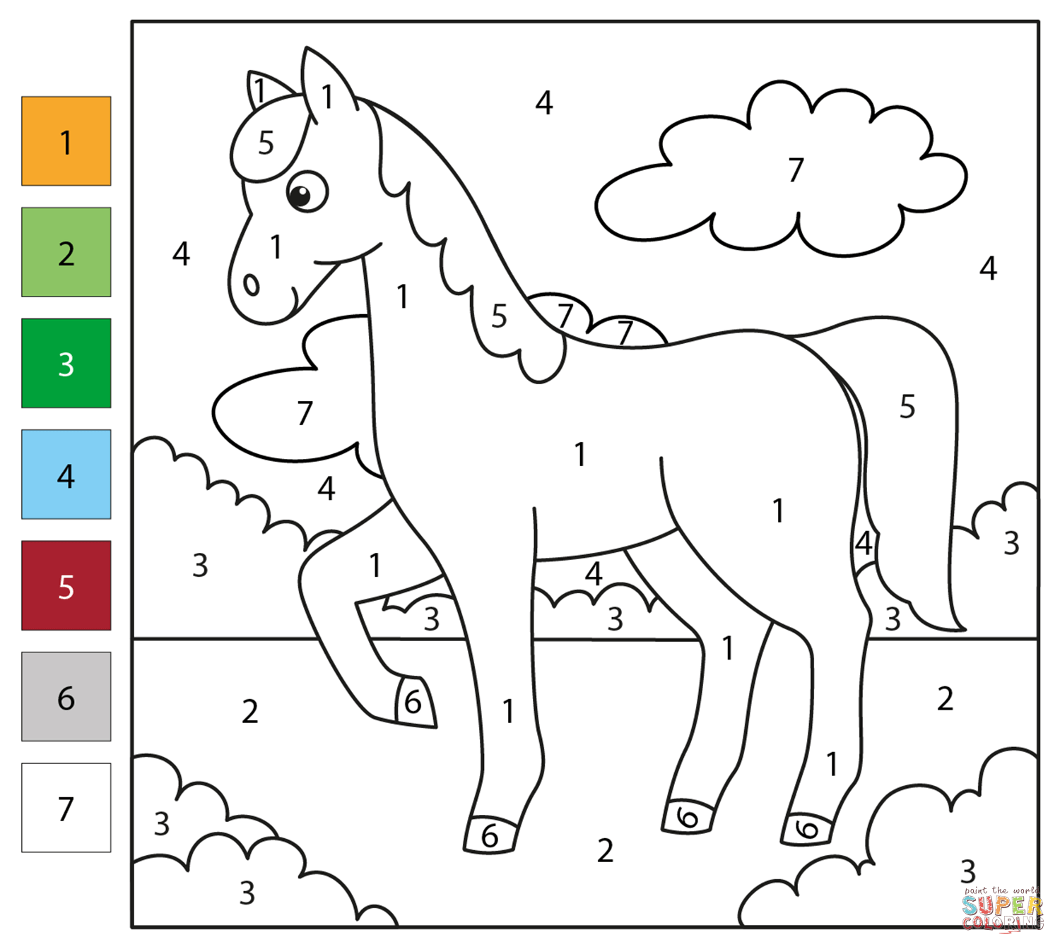 Horse Color By Number Coloring Page Free Printable Horse Color By Number Coloring Page Free Printable