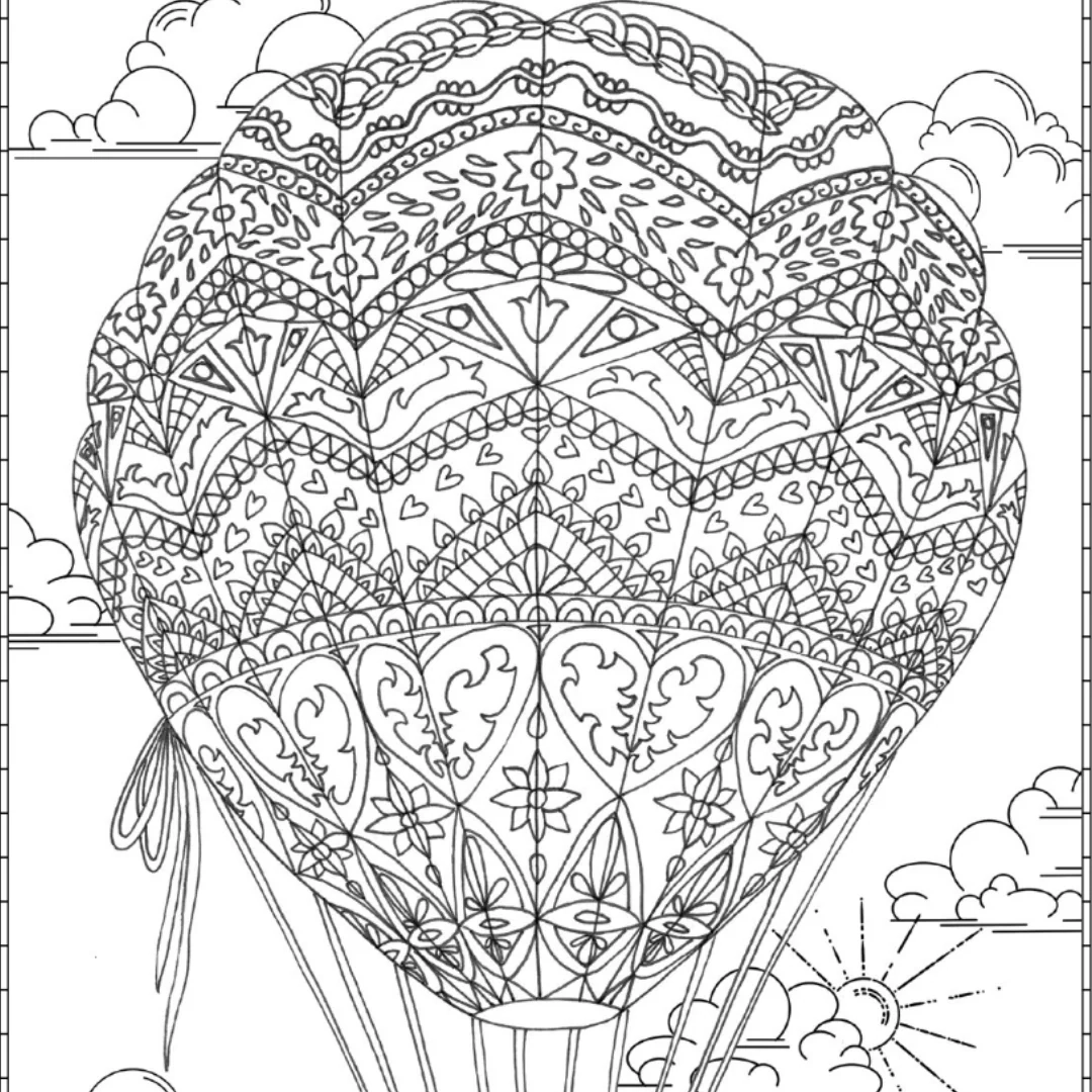 Hot Air Balloon Colouring Page Castle Arts