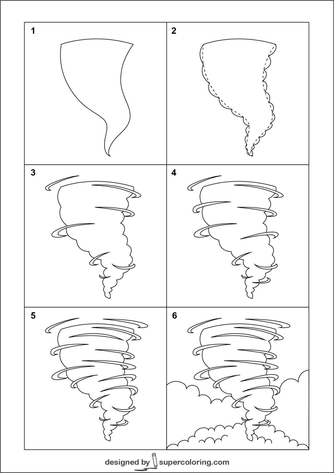How To Draw A Cartoon Hurricane Free Printable Worksheets