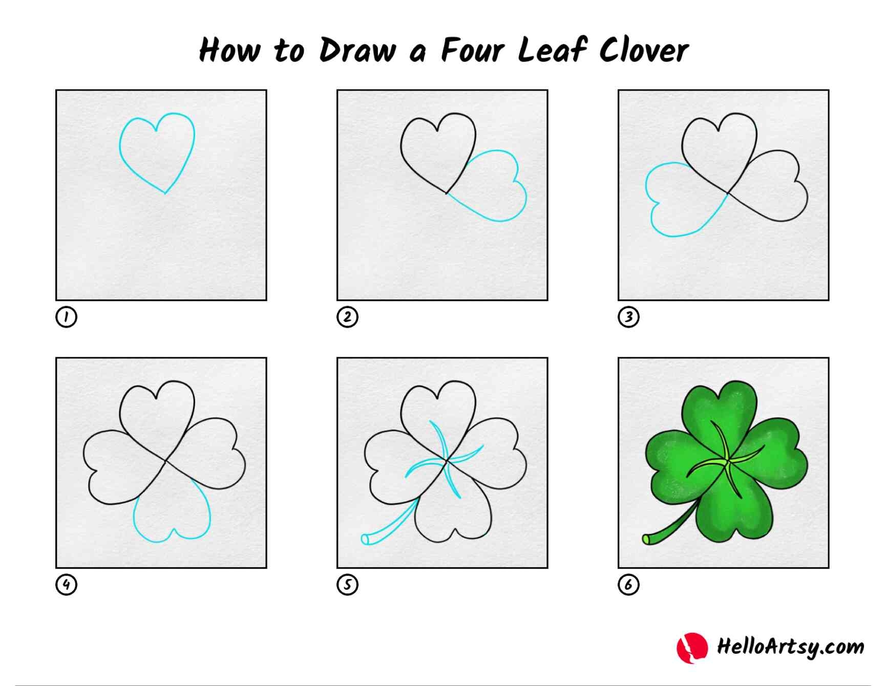 How To Draw A Four Leaf Clover HelloArtsy
