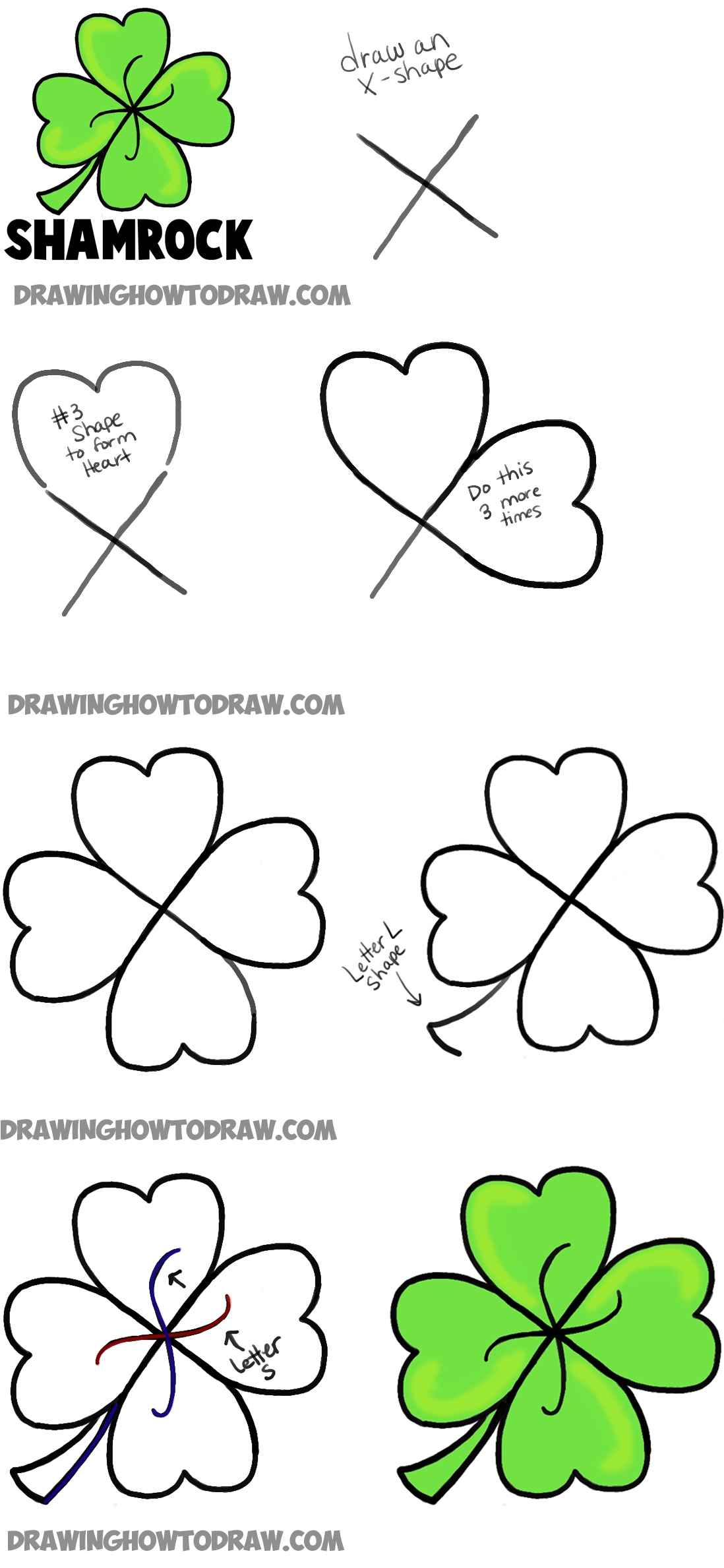 how to draw a leaf clover