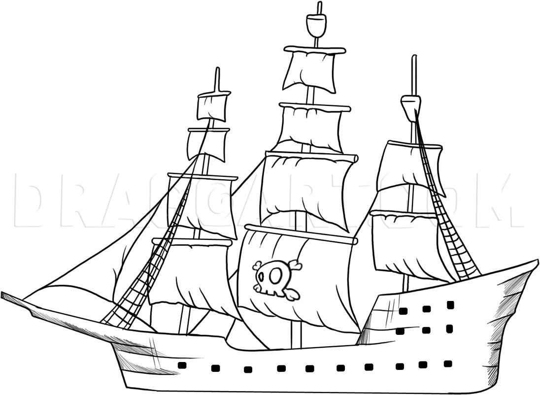 How To Draw A Pirate Ship Drawing Step By Step By Dawn DragoArt